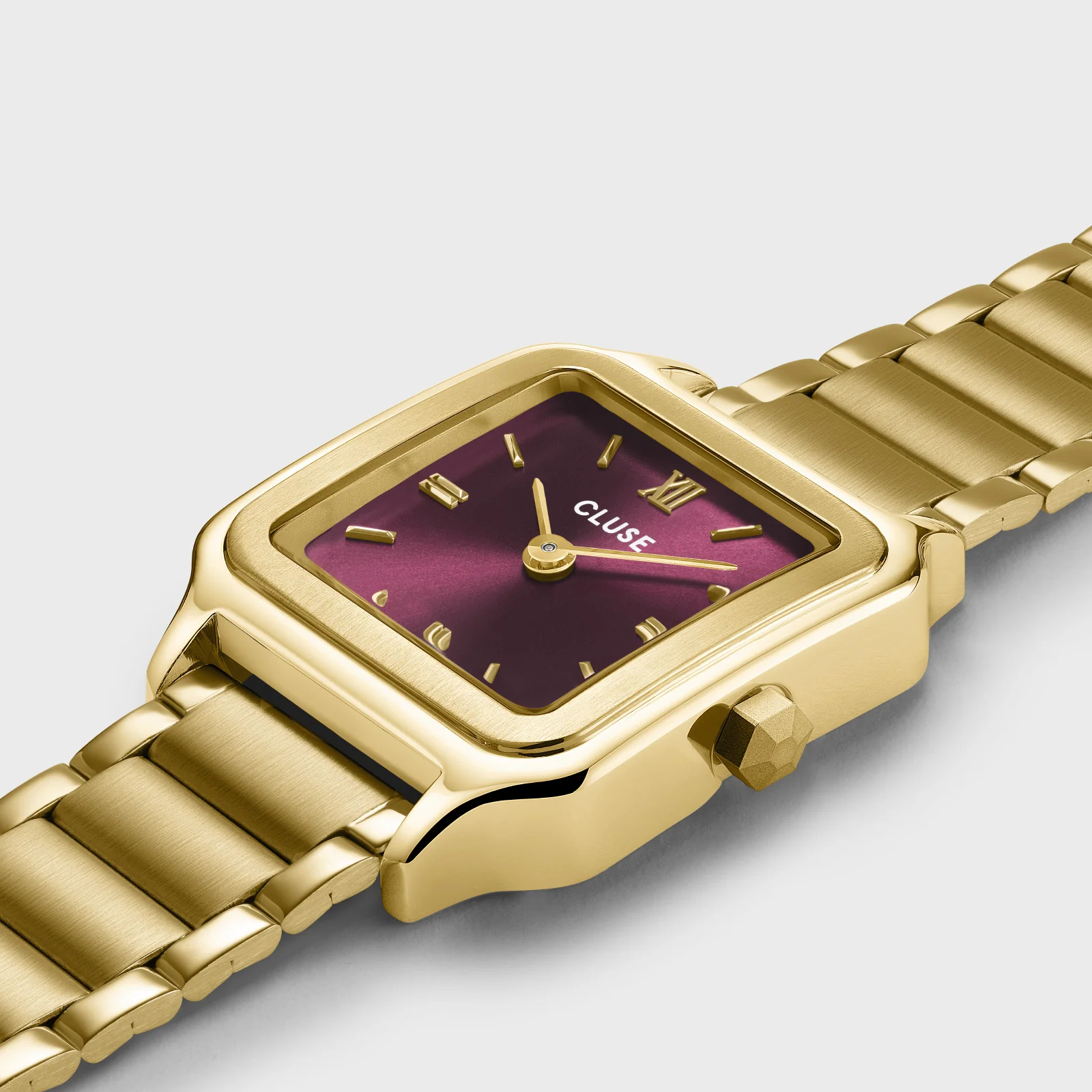 Gift Box Gracieuse Petite Watch Steel, Dark Cherry & Braided Snake Bracelet, Gold Colour - Image 4