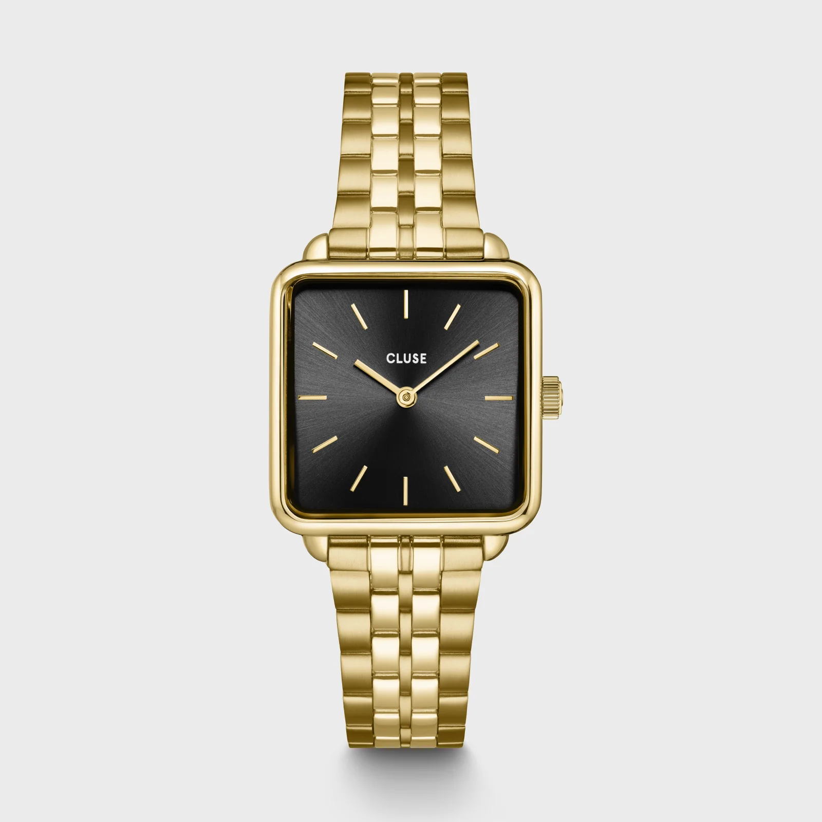 Gift Box La Tétragone Watch Steel, Black & Paperclip Chain Bracelet, Gold Colour - Image 3