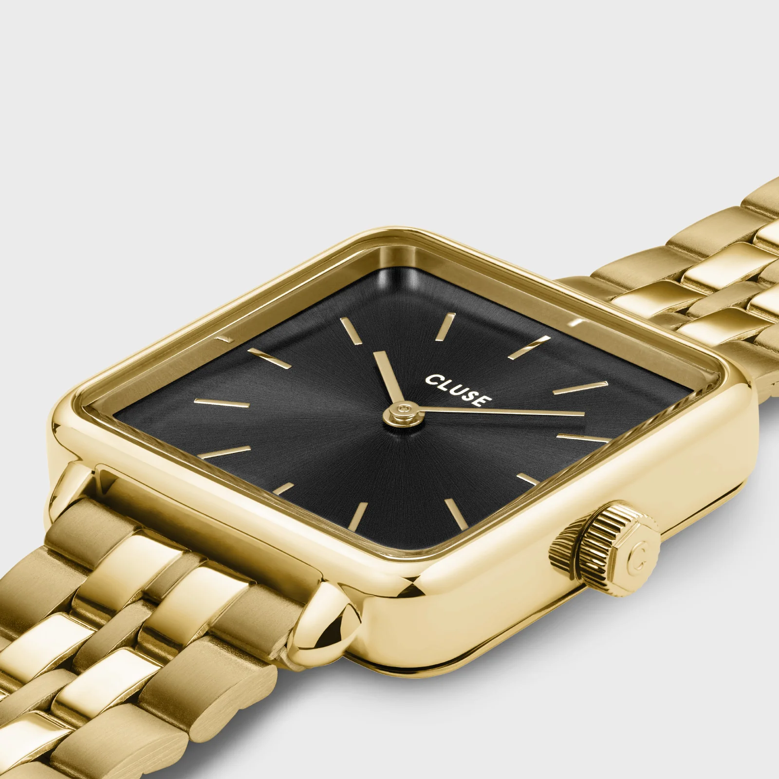 Gift Box La Tétragone Watch Steel, Black & Paperclip Chain Bracelet, Gold Colour - Image 4