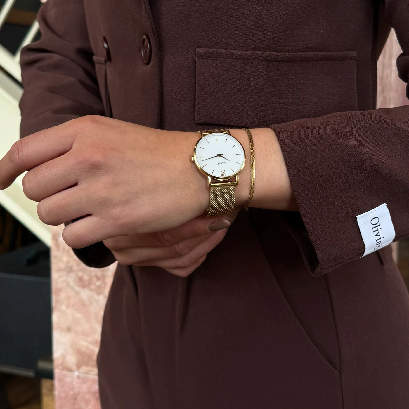 Gift Box Minuit Watch Mesh, White & Flat Snake Bracelet, Gold Colour - Image 10