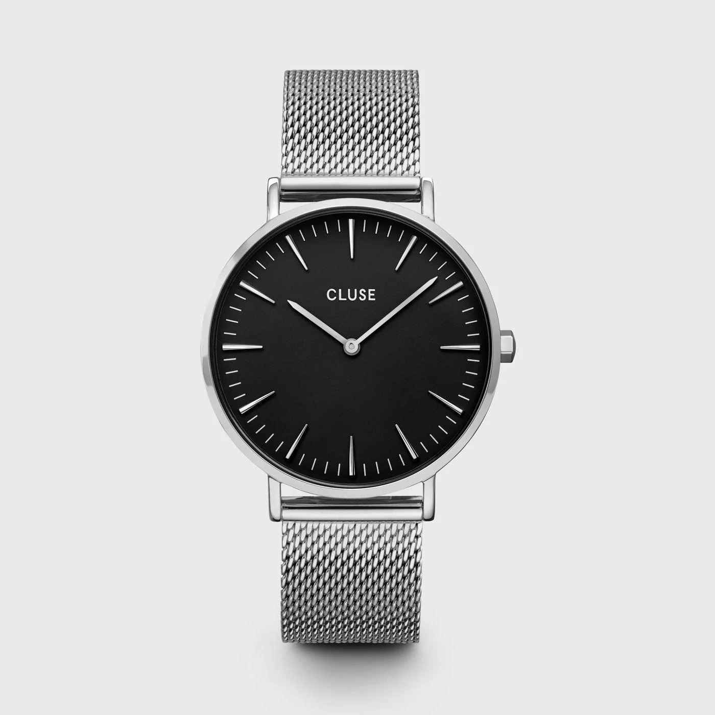 Gift Box Boho Chic Watch Mesh, Silver Colour & Black Leather Strap - Image 3
