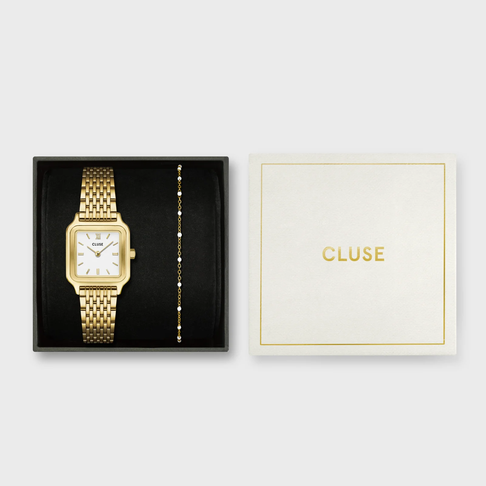 Gift Box Gracieuse Petite Watch Steel, White & White Epoxy Bracelet, Gold Colour - Image 7