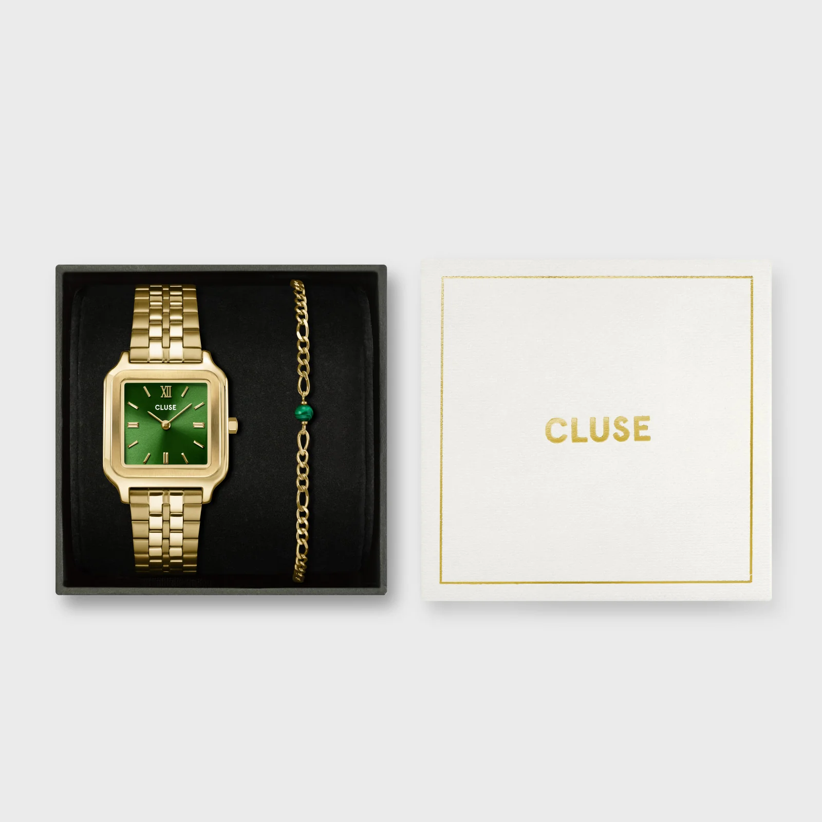 Gift Box Gracieuse Watch Steel Forest Green & Malachite Bracelet, Gold Colour - Image 7