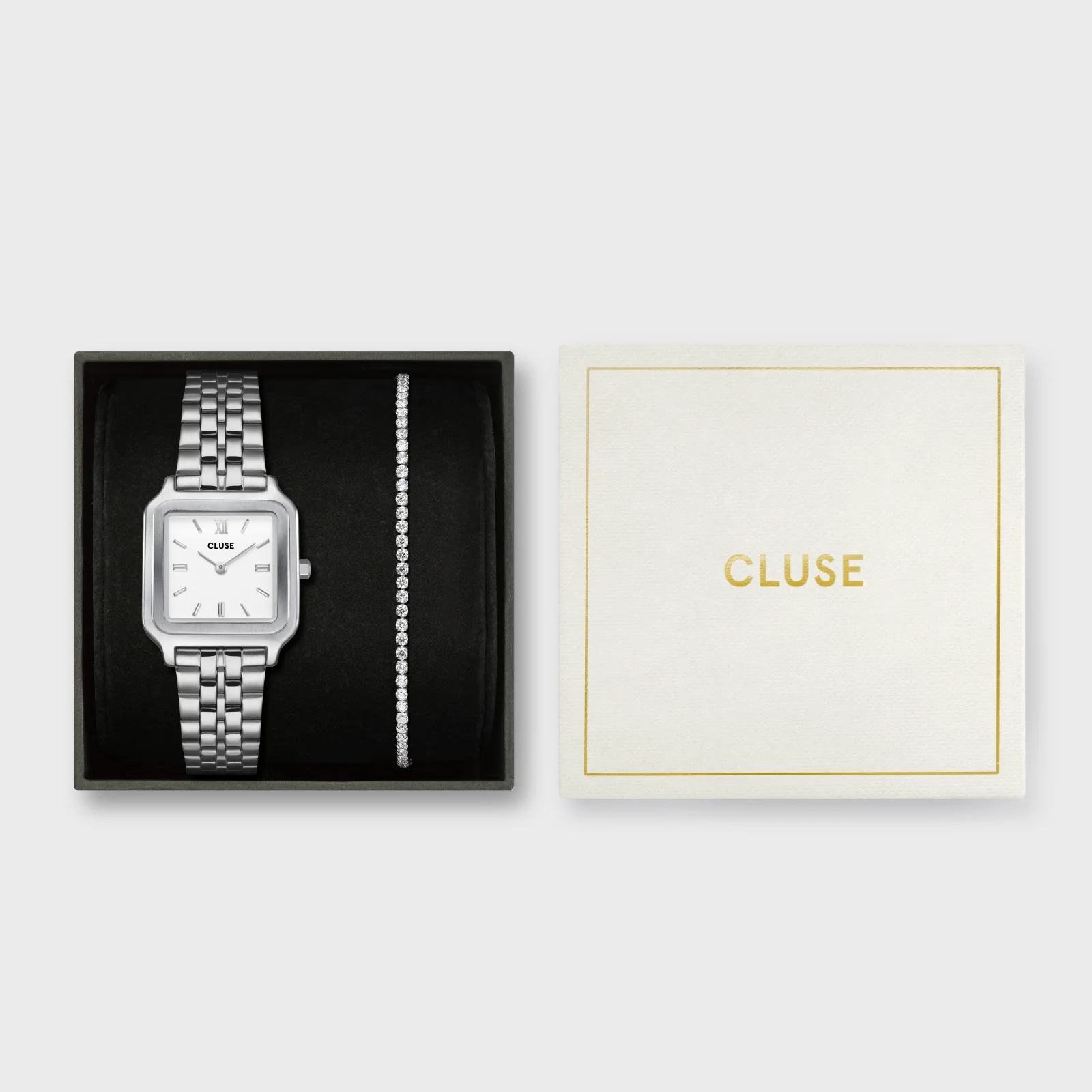 Gift Box Gracieuse Watch Steel, White & Élevé Tennis Bracelet, Silver Colour - Image 7