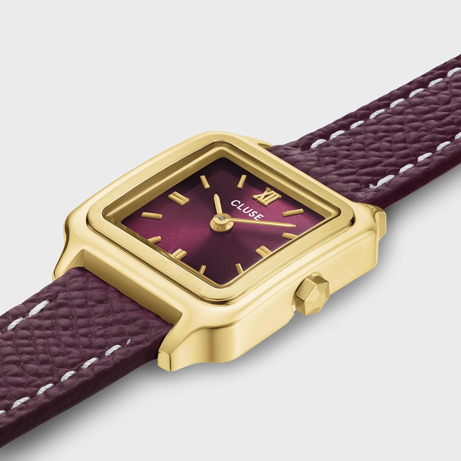 Gracieuse Mini Watch Double Leather, Wine, Gold Colour - Image 3