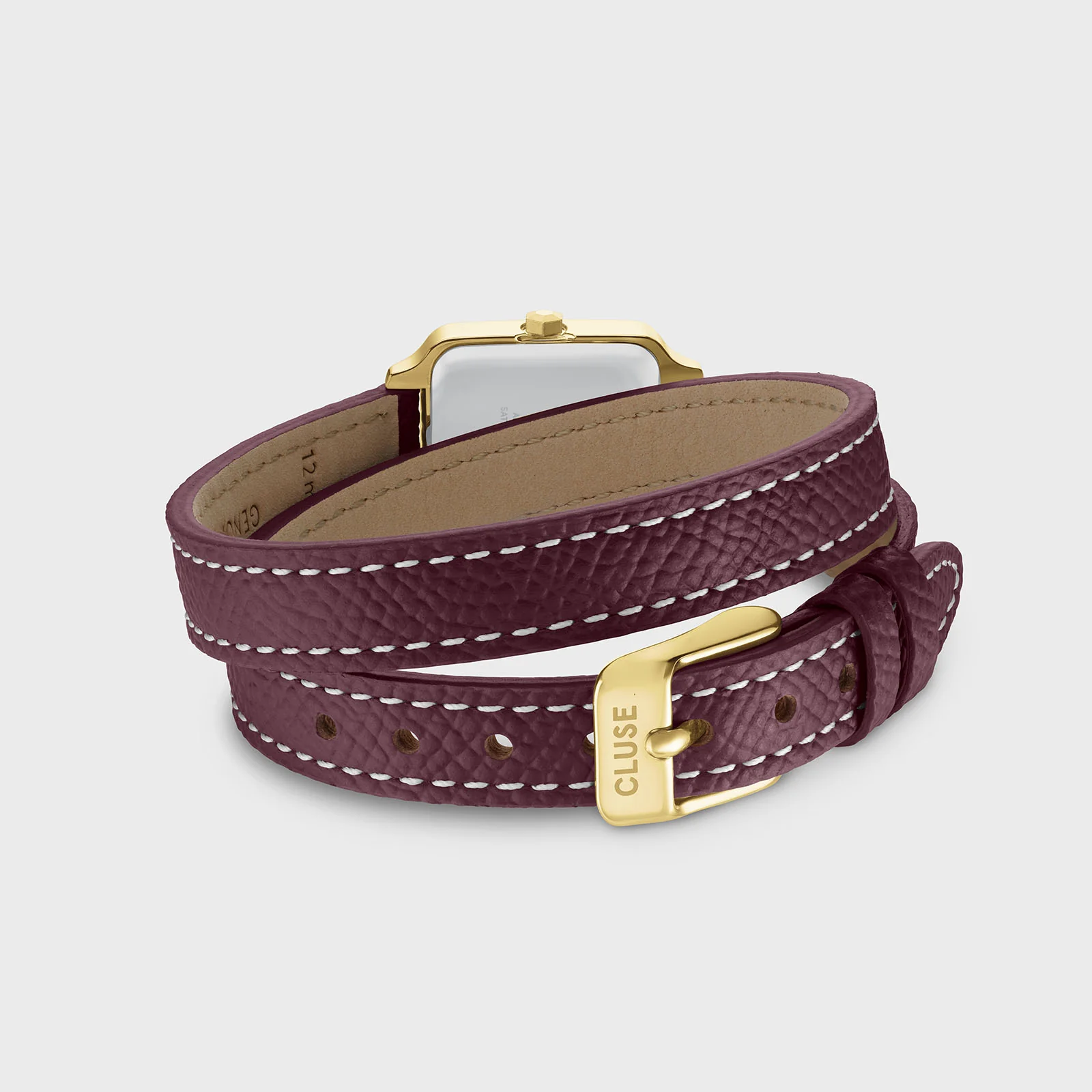 Gracieuse Mini Watch Double Leather, Wine, Gold Colour - Image 4