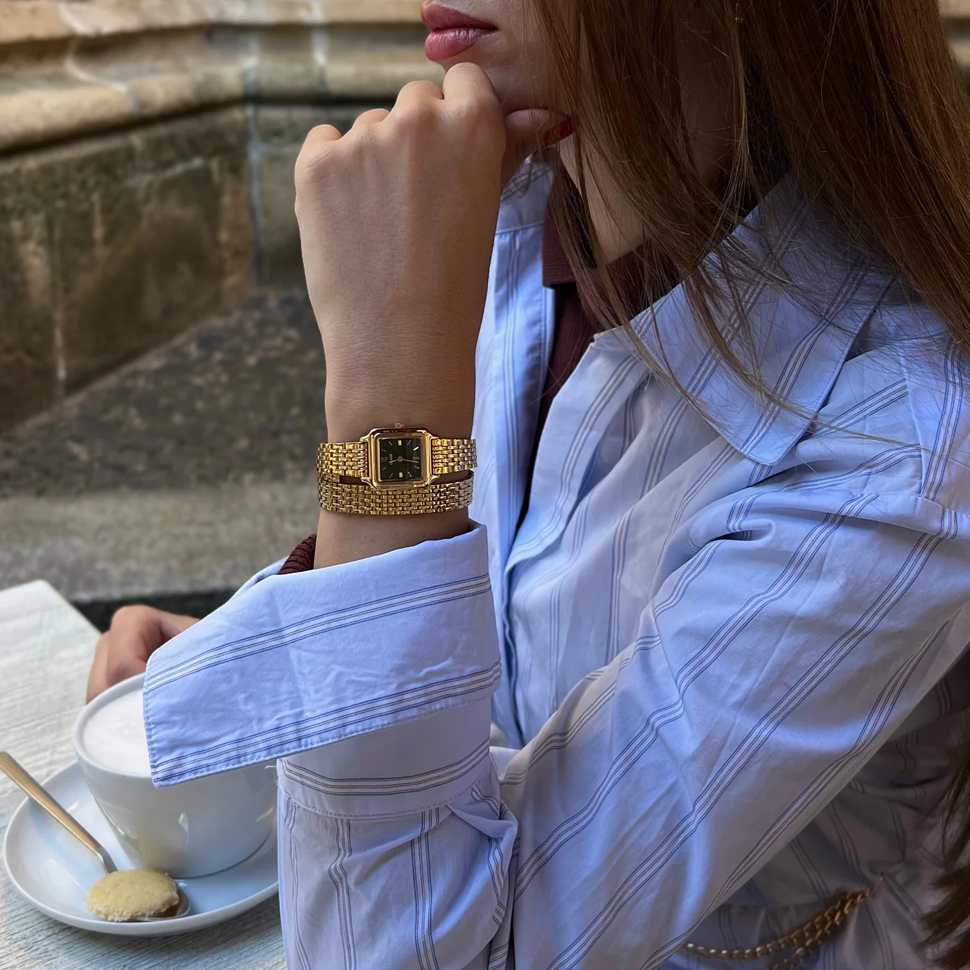 Gracieuse Mini Watch Double Steel, Forest Green, Gold Colour - Image 9