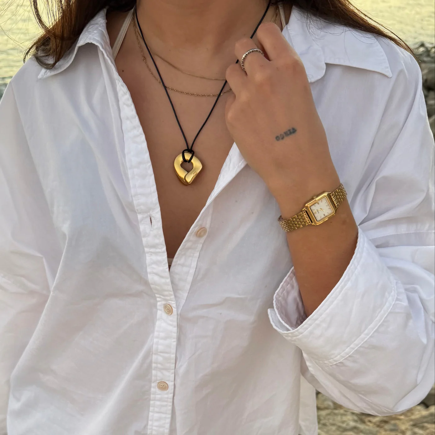 Gracieuse Mini Watch Steel, White, Gold Colour - Image 10