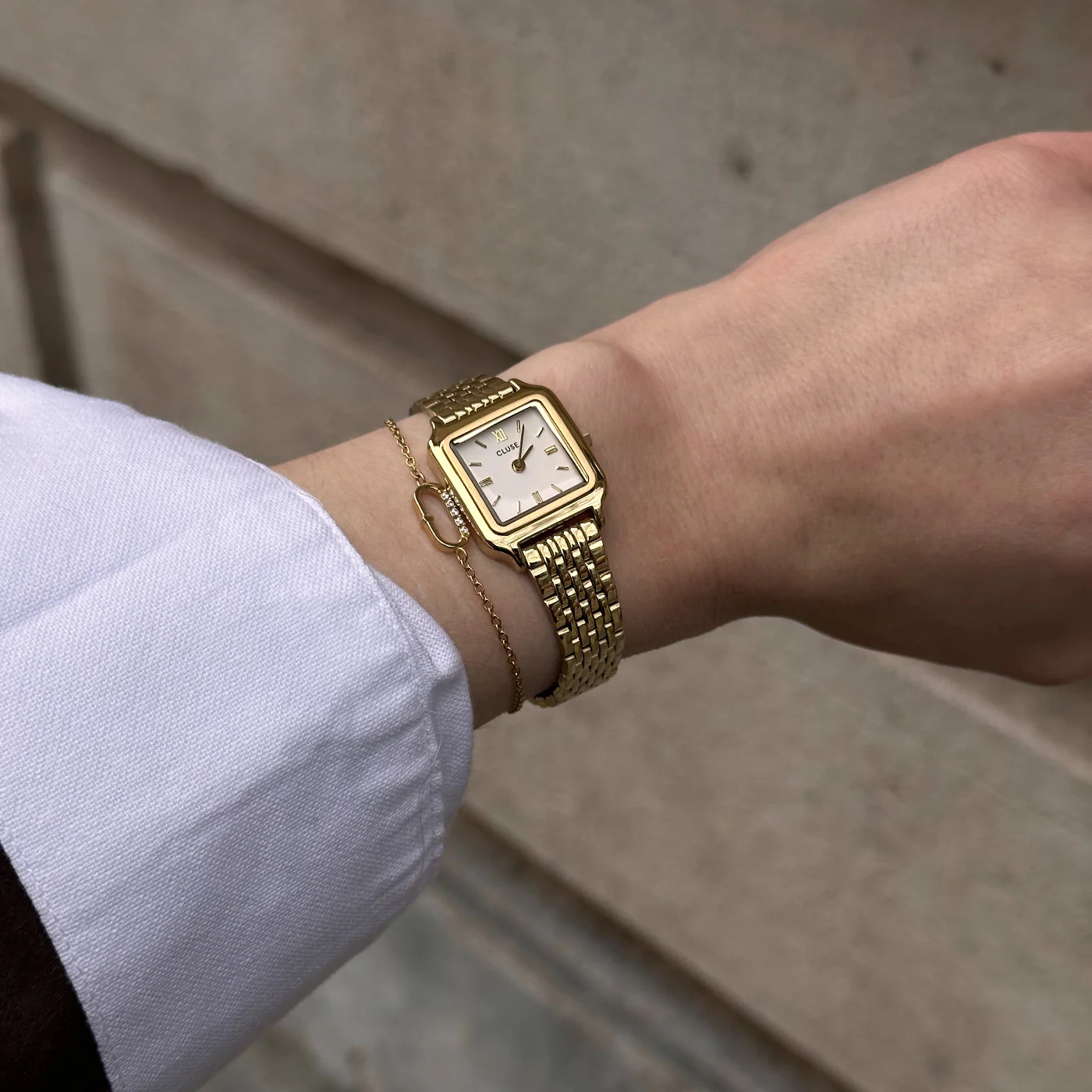 Gracieuse Mini Watch Steel, White, Gold Colour - Image 11