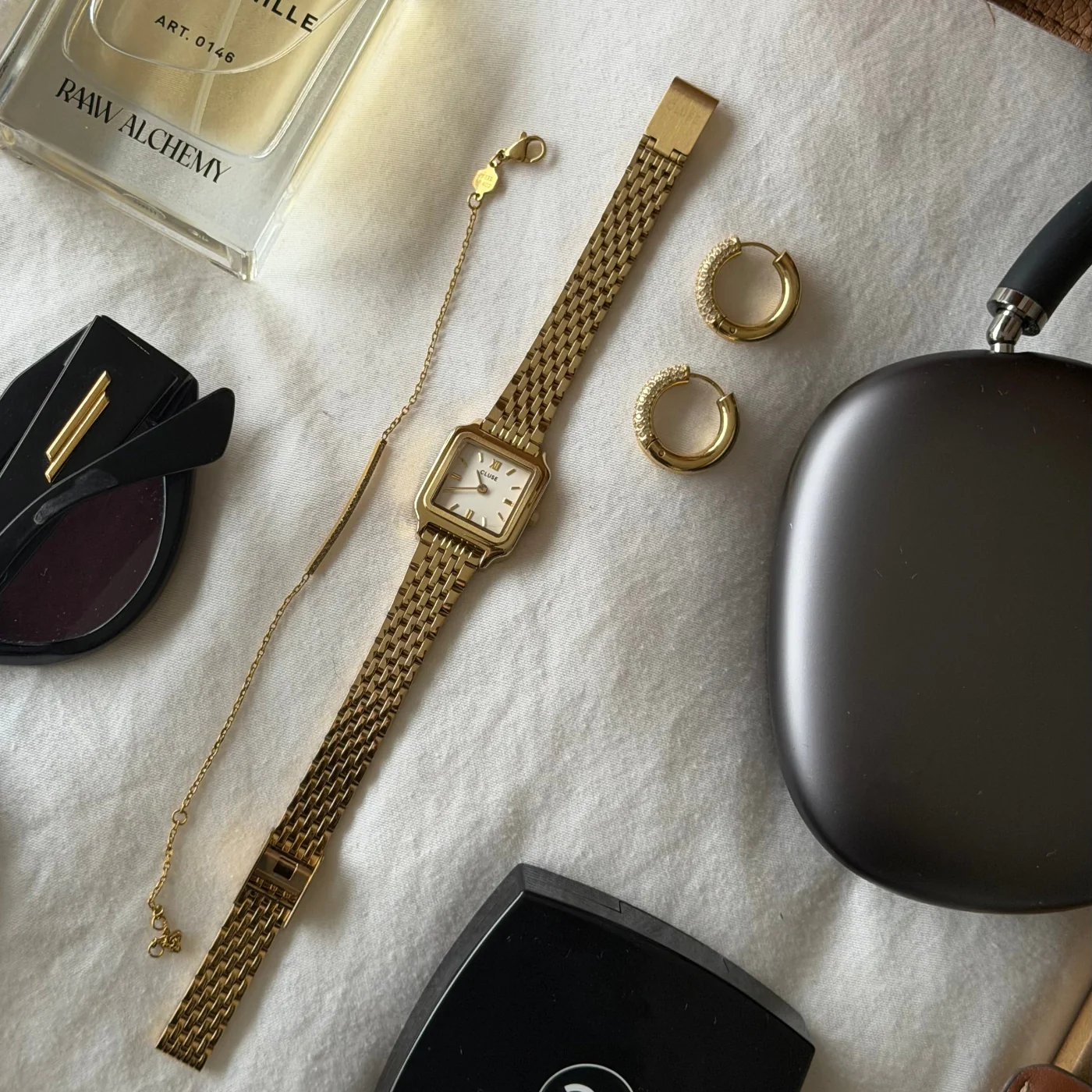 Gracieuse Mini Watch Steel, White, Gold Colour - Image 12