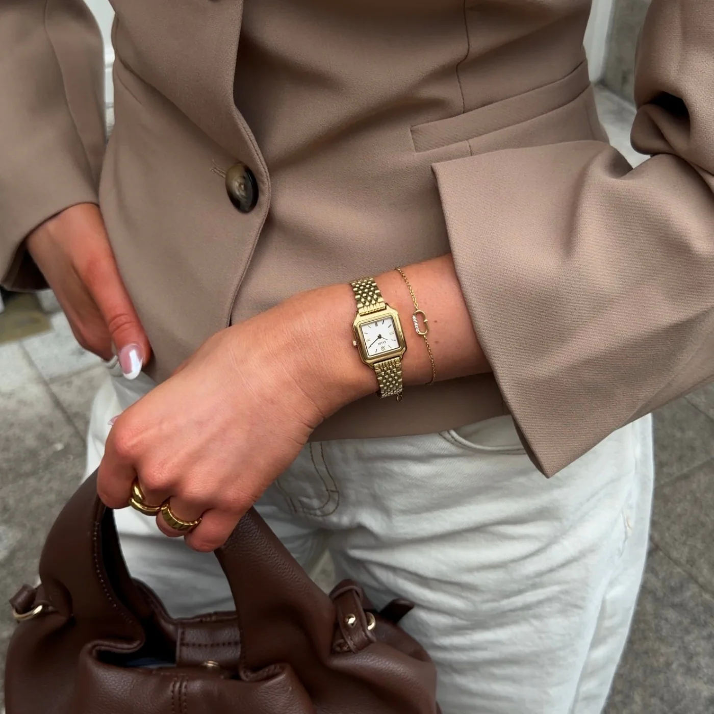 Gracieuse Mini Watch Steel, White, Gold Colour - Image 9