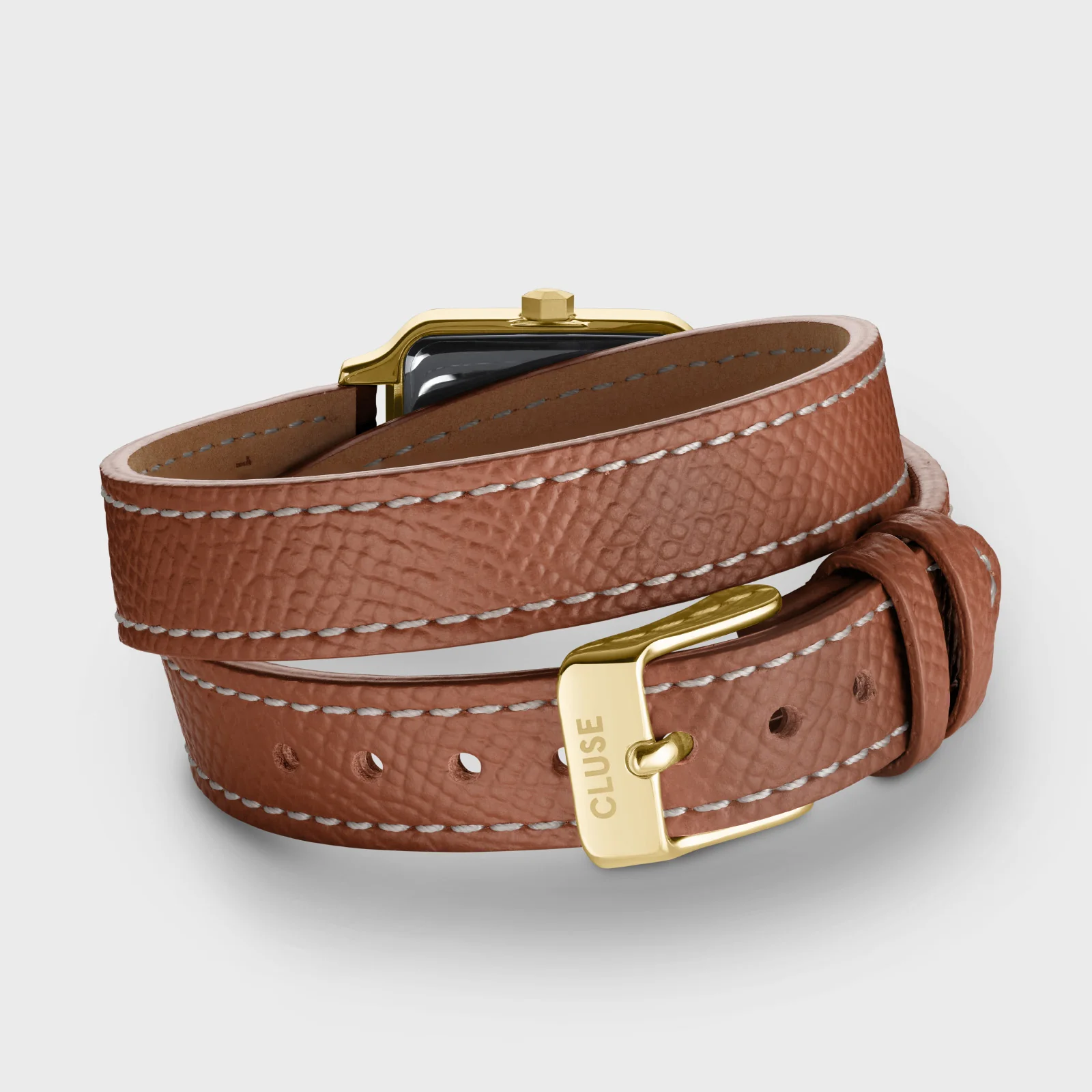 Gracieuse Petite Watch Double Leather, Nutshell, Gold Colour - Image 4