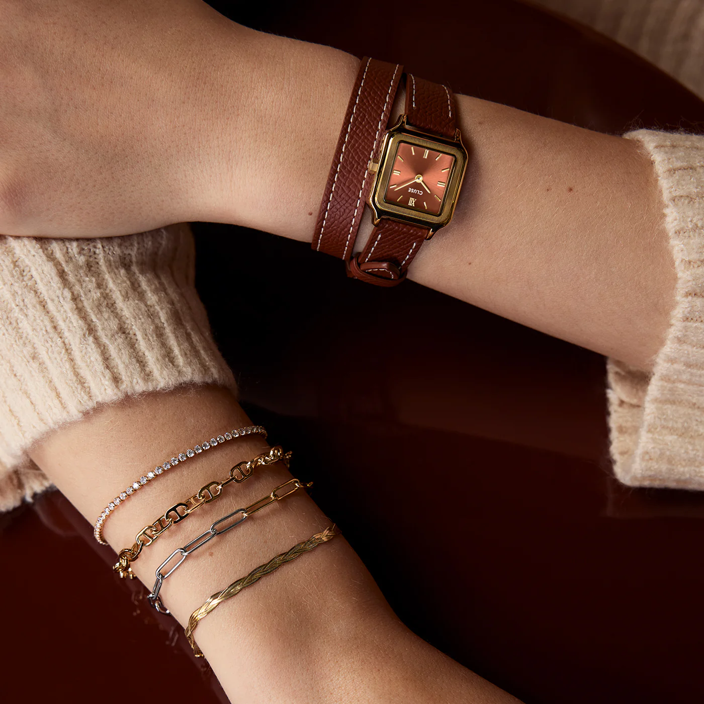 Élevé Braided Snake Bracelet, Gold Colour - Image 6