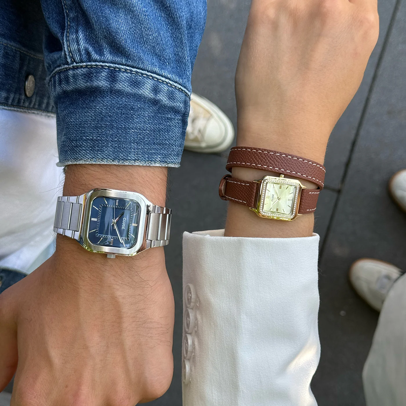 Gracieuse Petite Watch Double Leather, White stones, Nutshell, Full Gold Colour - Image 8