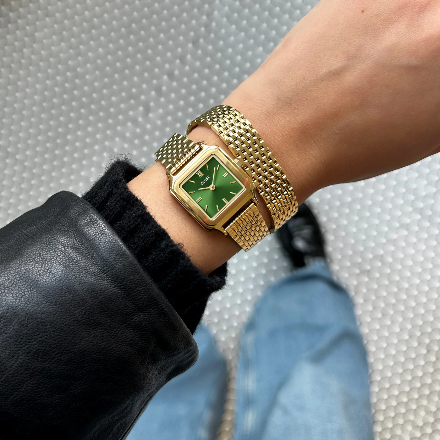 Gracieuse Petite Watch Double Steel, Forest Green, Gold Colour - Image 8