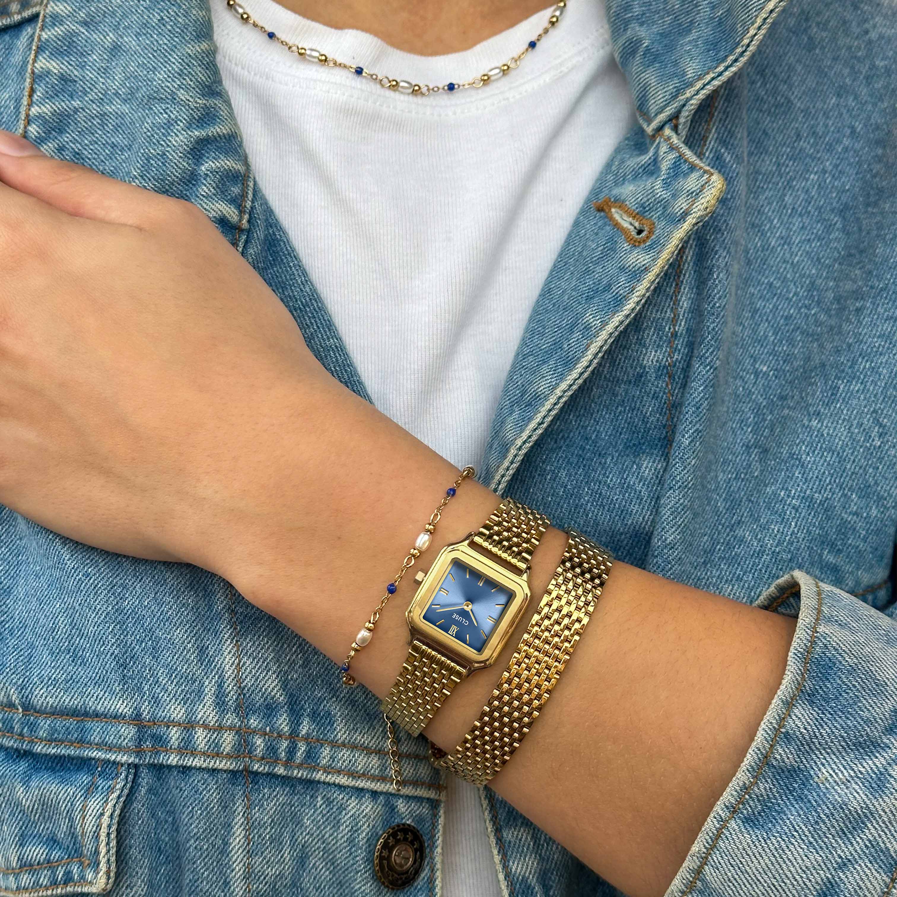 Gracieuse Petite Watch Double Steel, Kyanite Blue, Gold Colour - Image 14