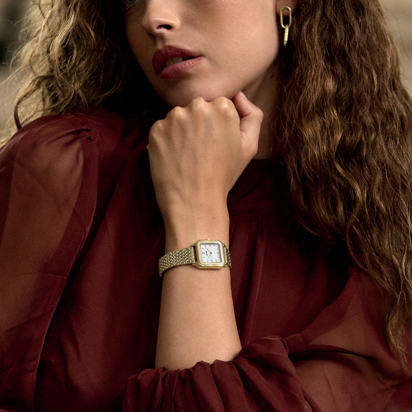 Gracieuse Petite Watch Steel, Glass Pearls, White, Gold Colour - Image 6