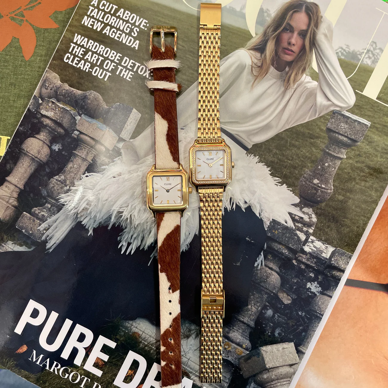 Gracieuse Petite Watch Steel, Glass Pearls, White, Gold Colour - Image 9
