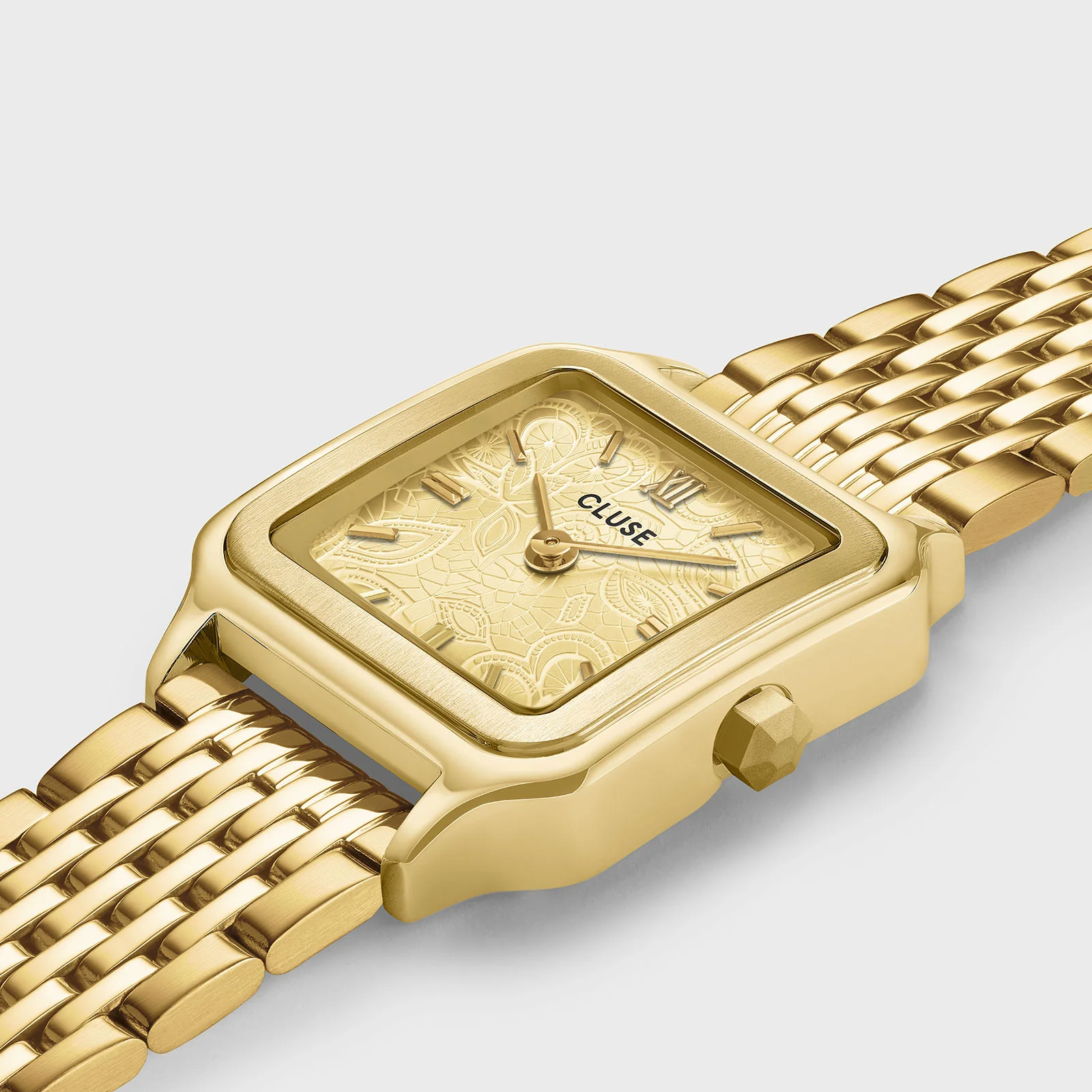 Gracieuse Petite Watch Steel, Lace Textured, Gold Colour - Image 3