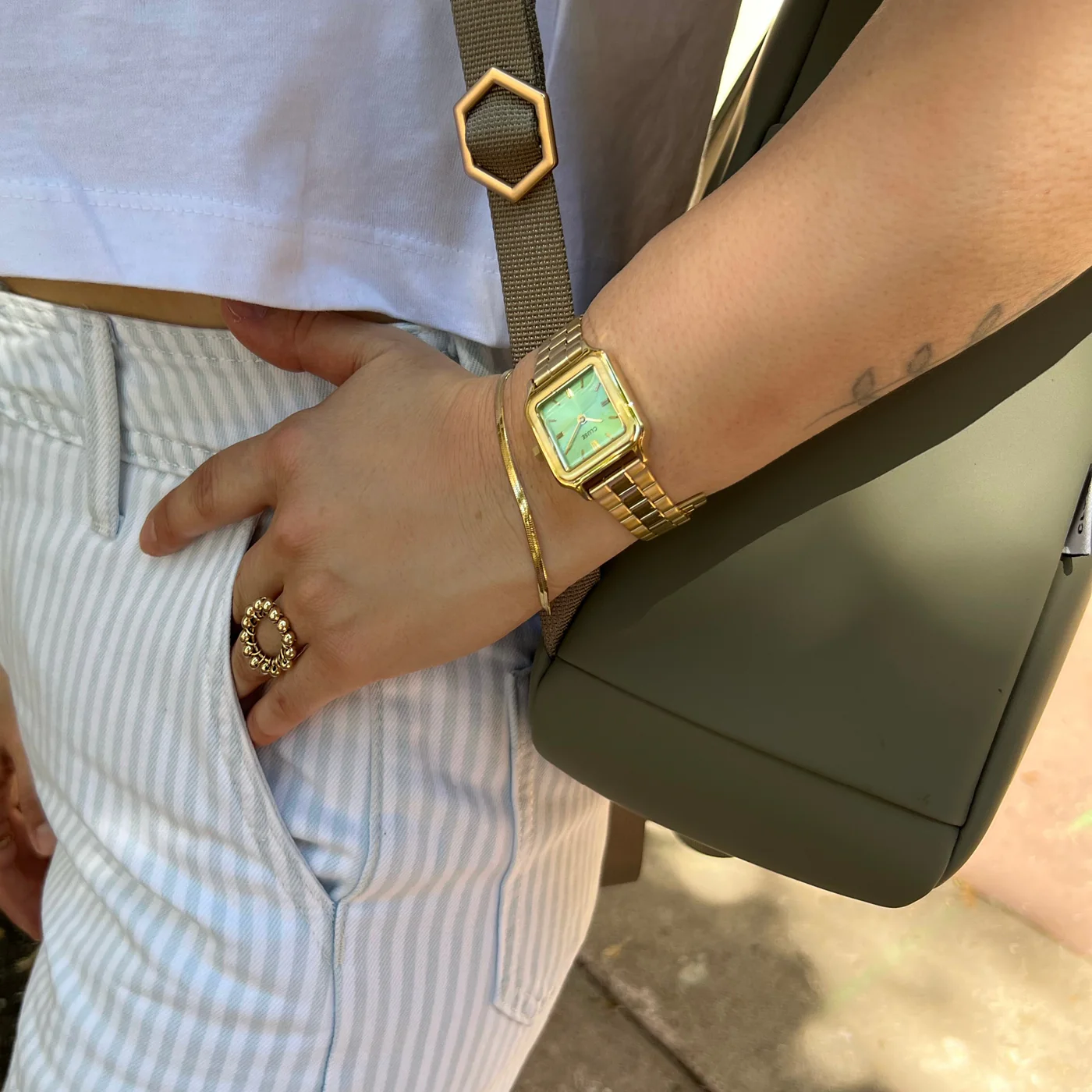Gracieuse Petite Watch Steel, Light Green, Gold Colour - Image 8