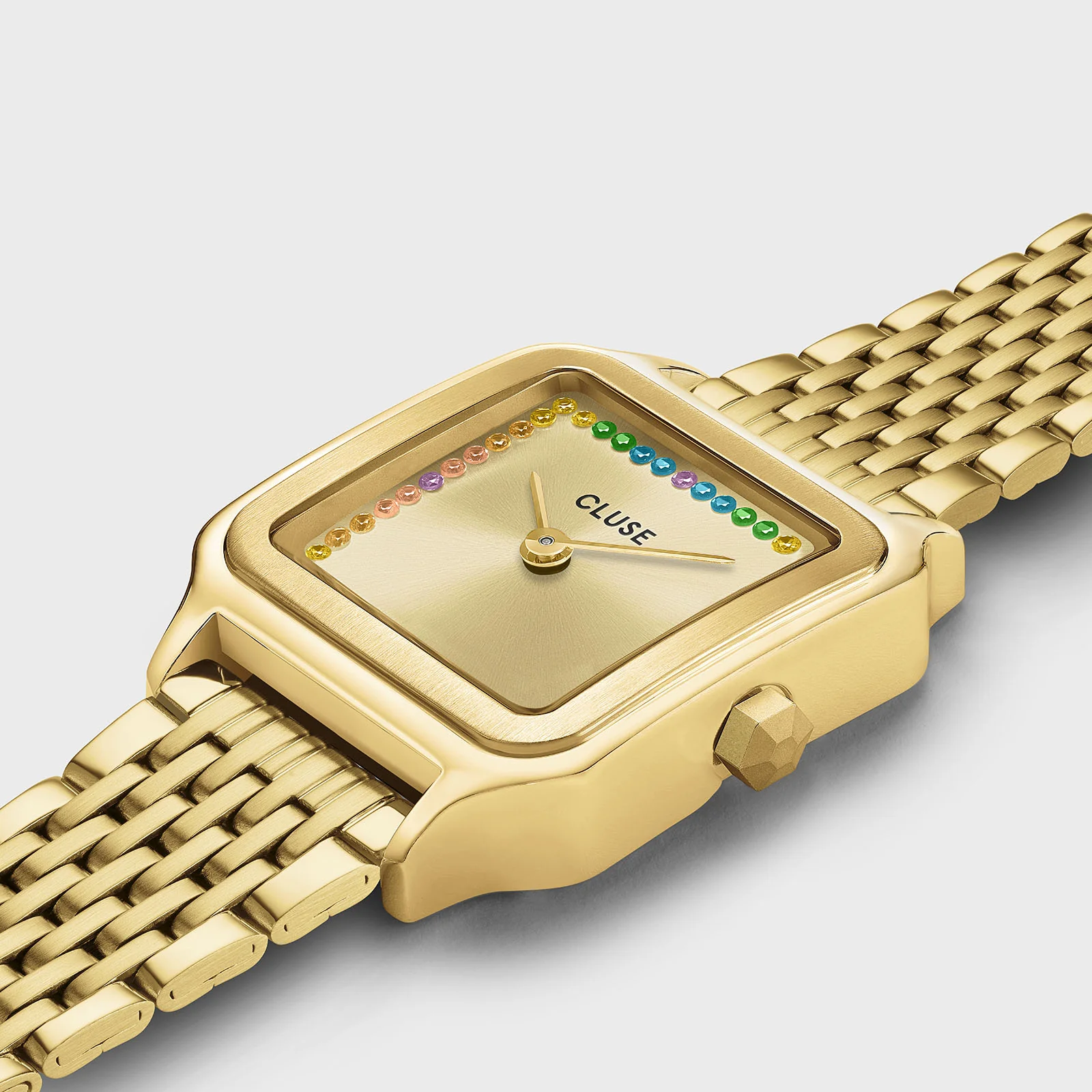 Gracieuse Petite Watch Steel, Rainbow stones, Gold Colour - Image 3