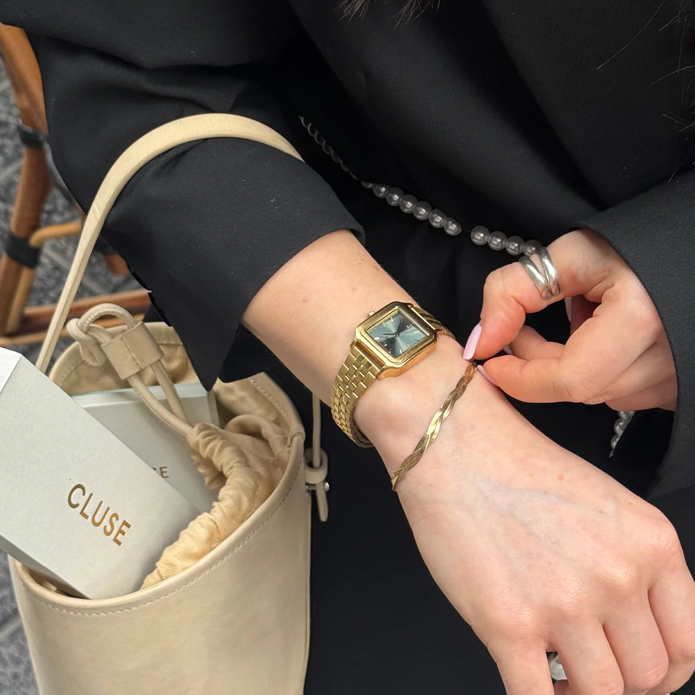 Gracieuse Petite Watch Steel, Sage Green, Gold Colour - Image 7