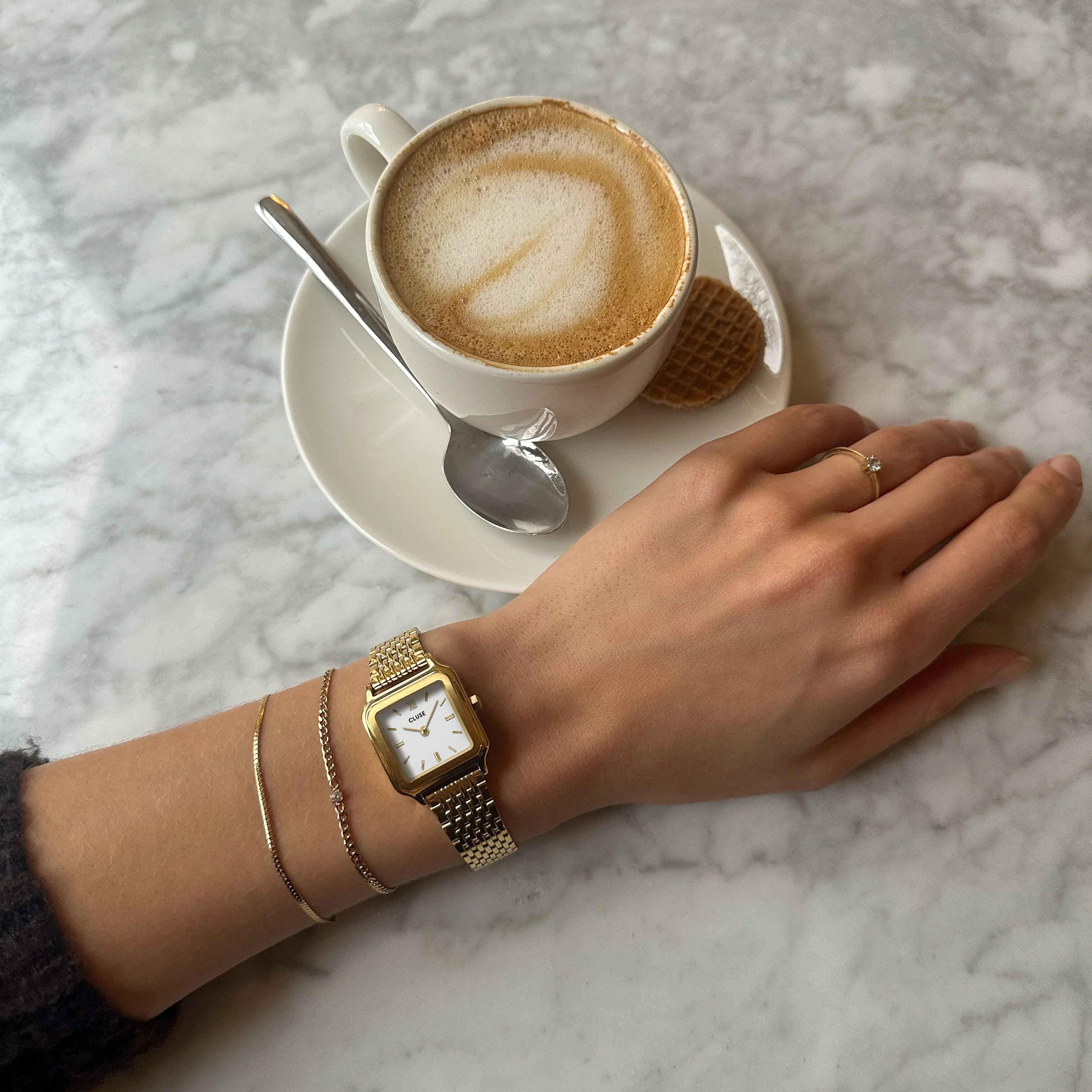 Gracieuse Petite Watch Steel, White, Gold Colour - Image 9