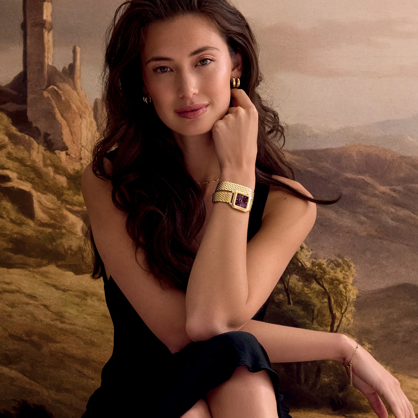Gracieuse Watch Double Steel, Wine, Gold Colour - Image 10