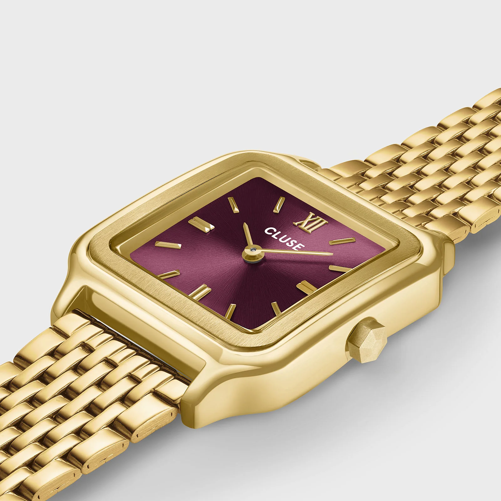 Gracieuse Watch Double Steel, Wine, Gold Colour - Image 3