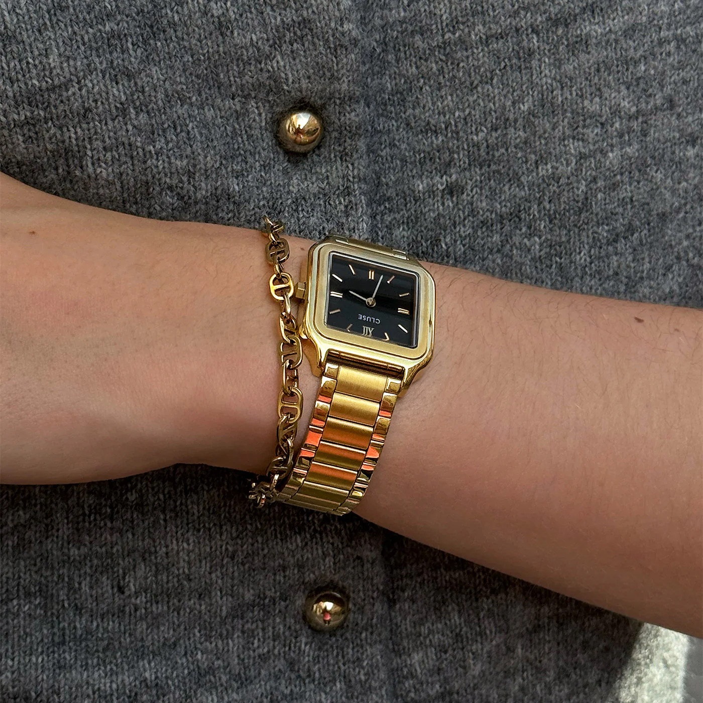 Gracieuse Watch Steel, Black, Gold Colour - Image 8