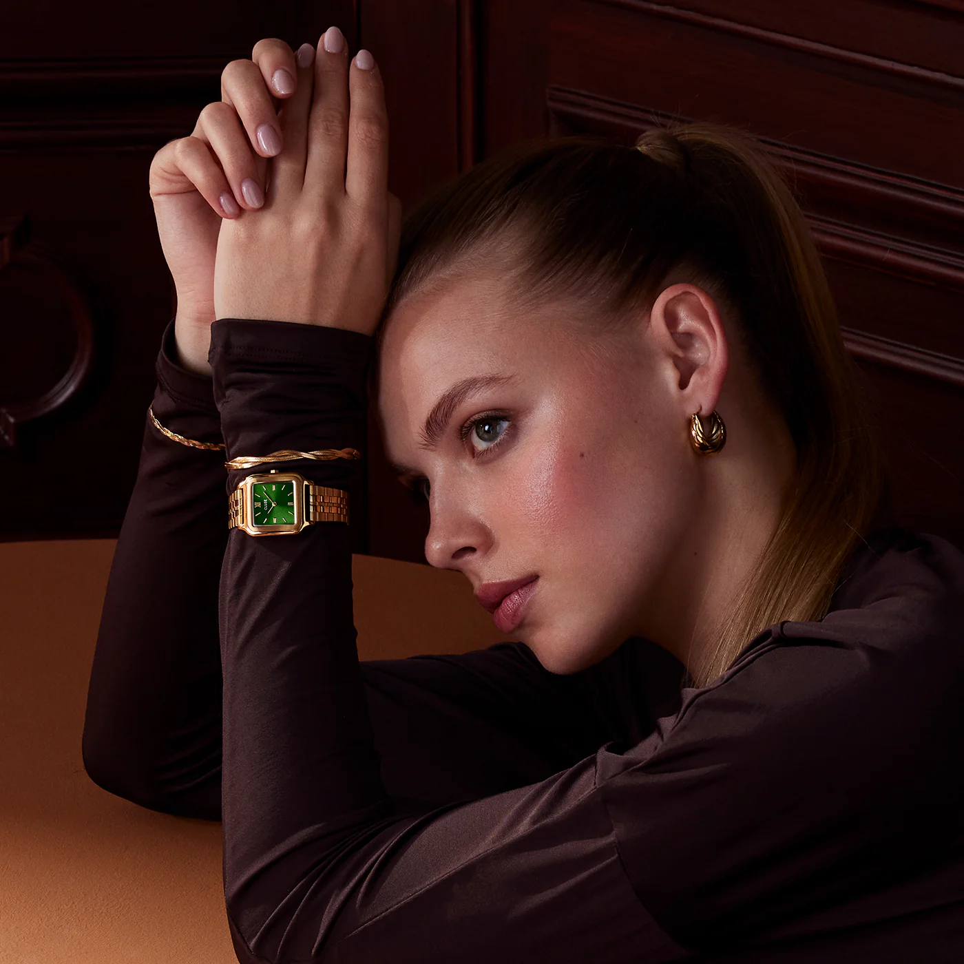 Gracieuse Watch Steel, Forest Green, Gold Colour - Image 9