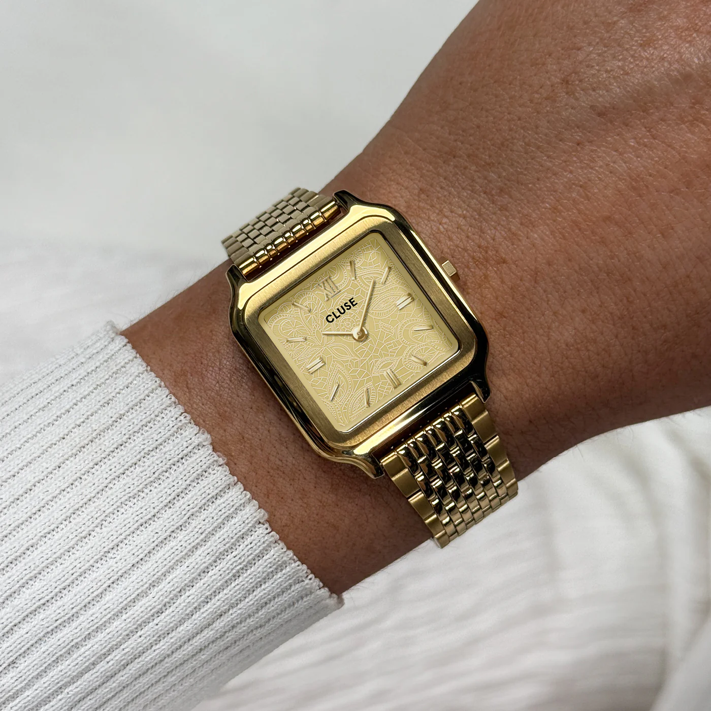 Gracieuse Watch Steel, Lace Textured, Gold Colour - Image 2