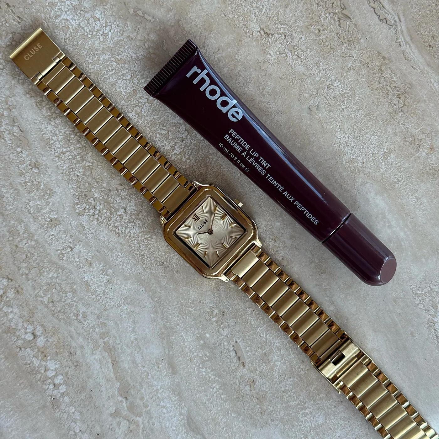 Gracieuse Watch Steel, Sunray Textured Full Gold Colour - Image 7
