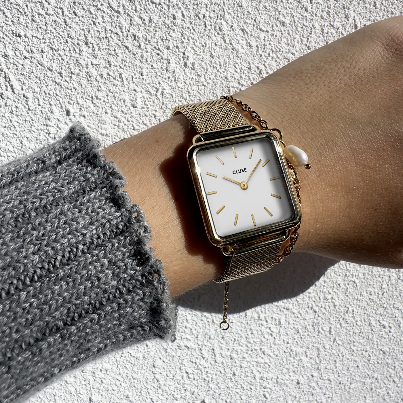 La Tétragone Watch Mesh, White, Gold Colour - Image 6