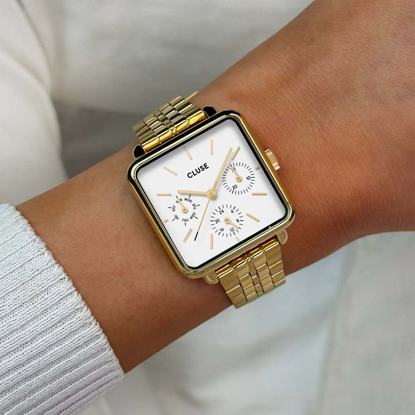 La Tétragone Multifunction Watch Steel, White, Gold Colour - Image 2