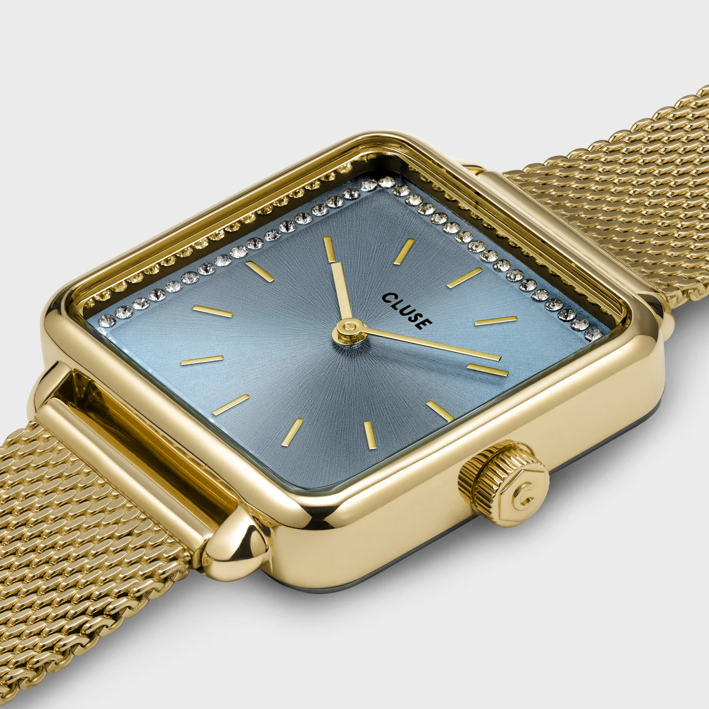 La Tétragone Watch Mesh stones Light Blue, Gold Colour - Image 3