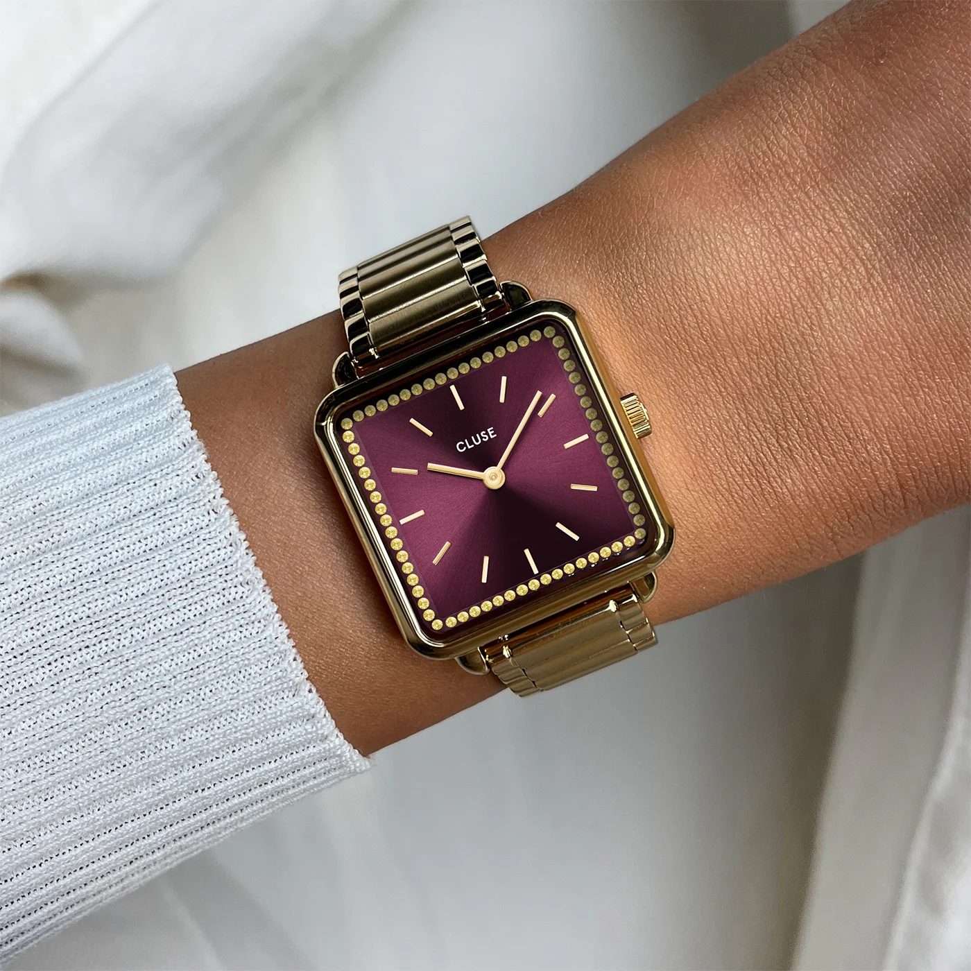La Tétragone Watch Steel, Wine stones, Gold Colour - Image 2