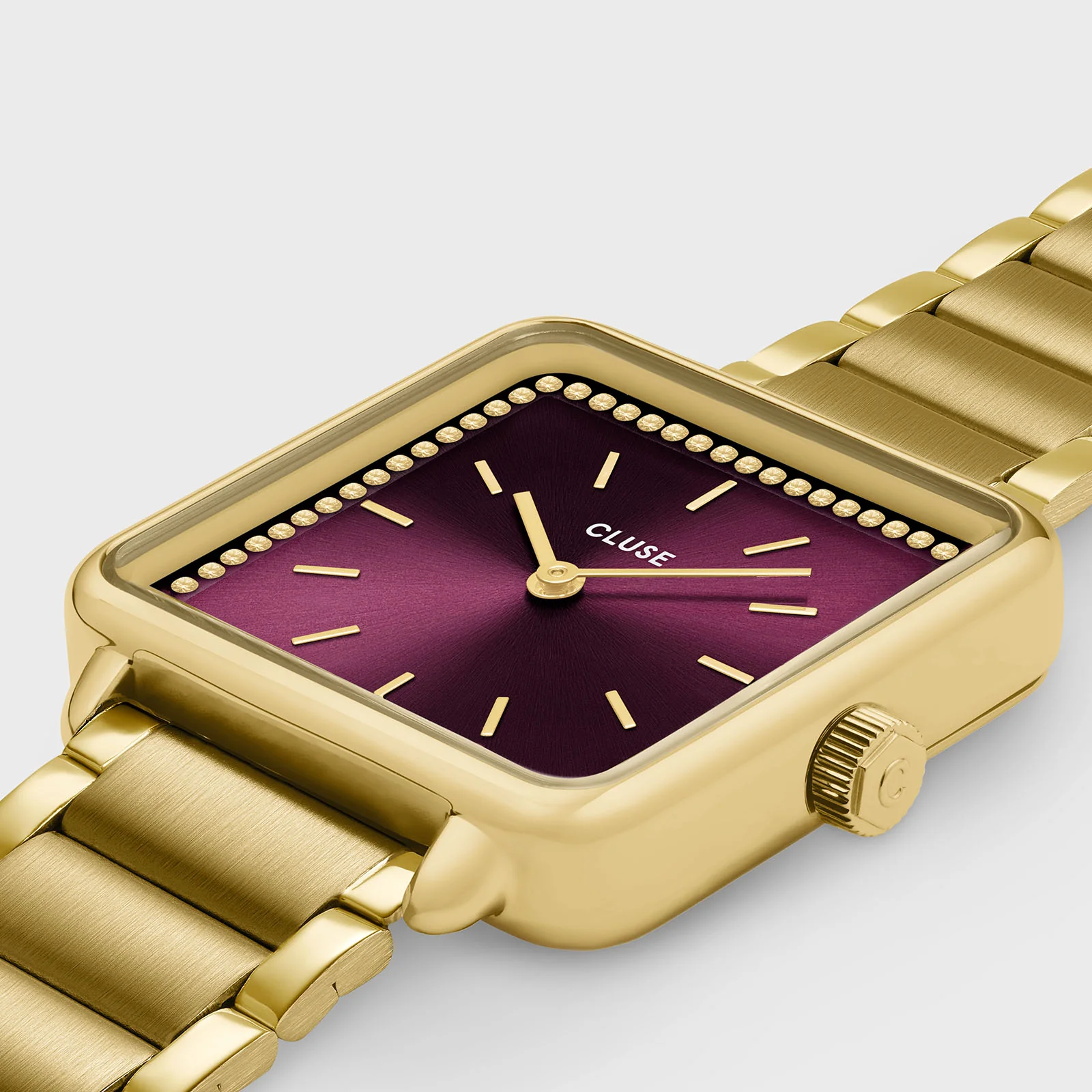 La Tétragone Watch Steel, Wine stones, Gold Colour - Image 3
