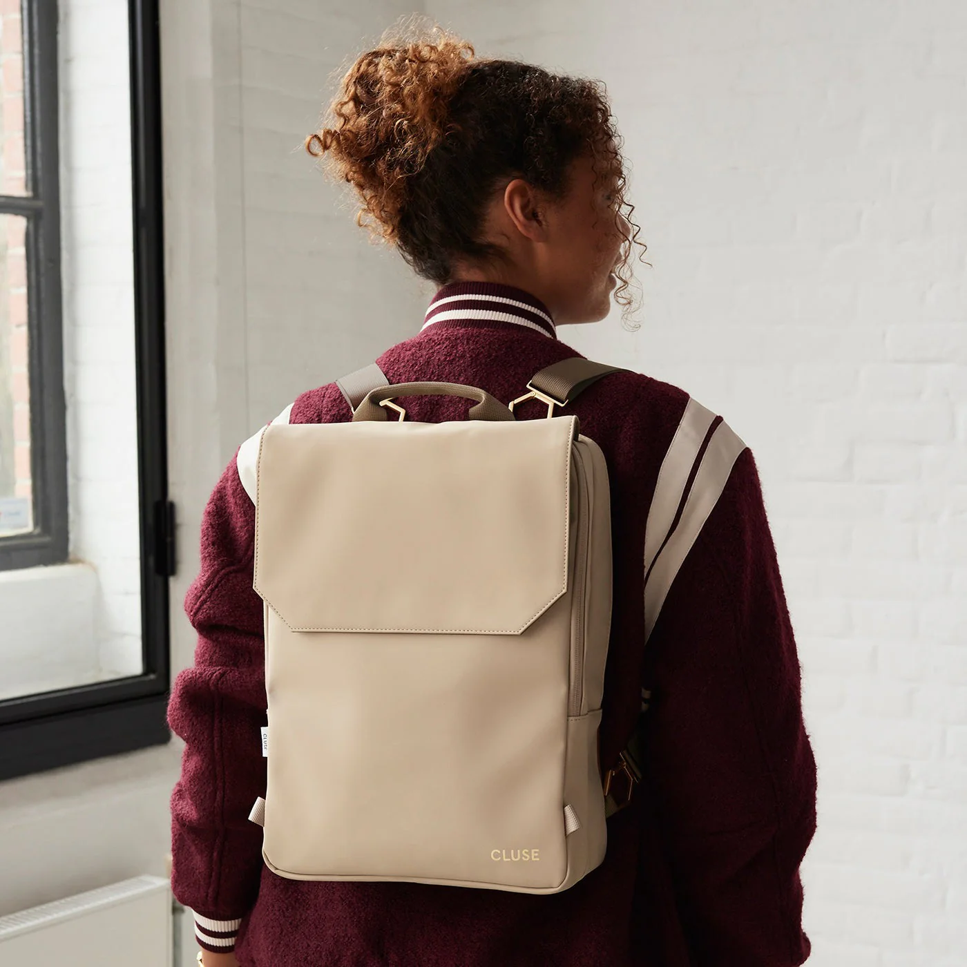 Le Réversible Backpack, Beige Dark Brown, Gold Colour - Image 10