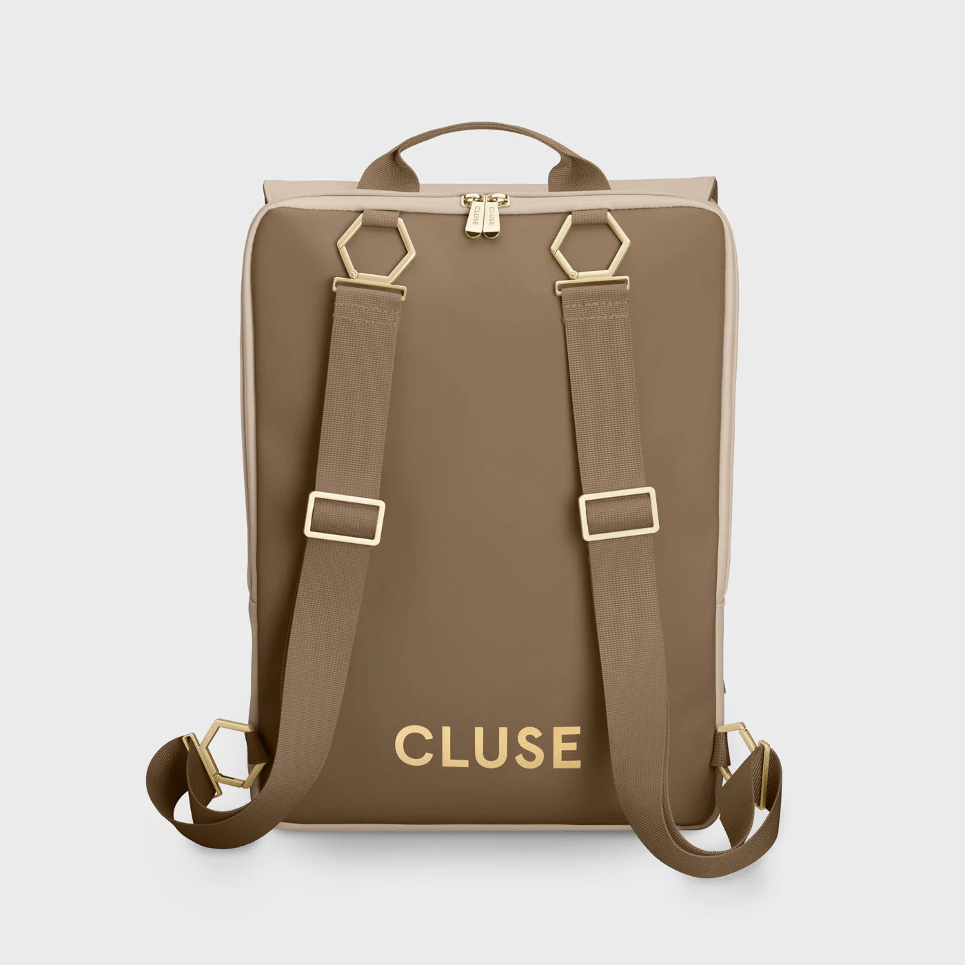 Le Réversible Backpack, Beige Dark Brown, Gold Colour - Image 3