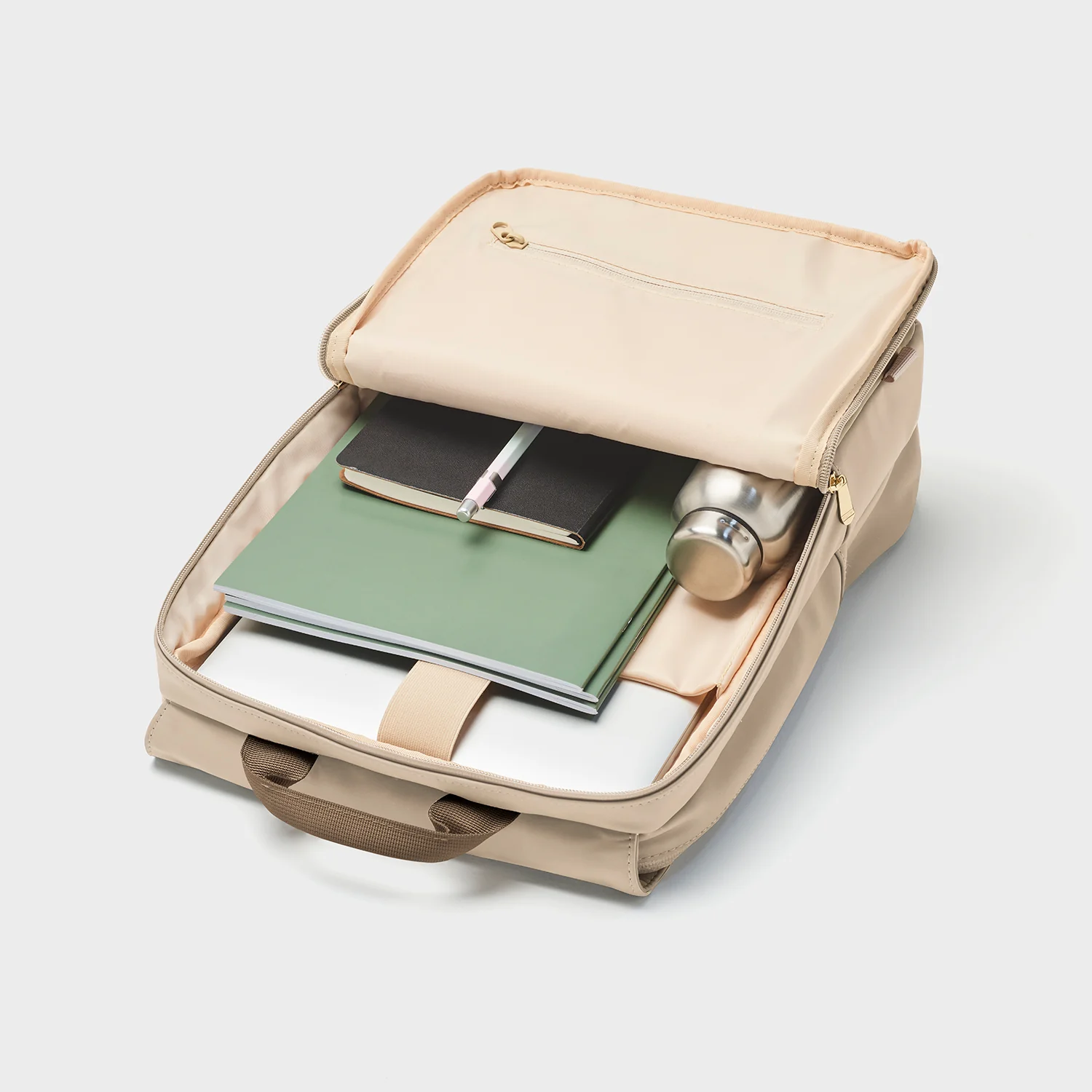 Le Réversible Backpack, Beige Dark Brown, Gold Colour - Image 7