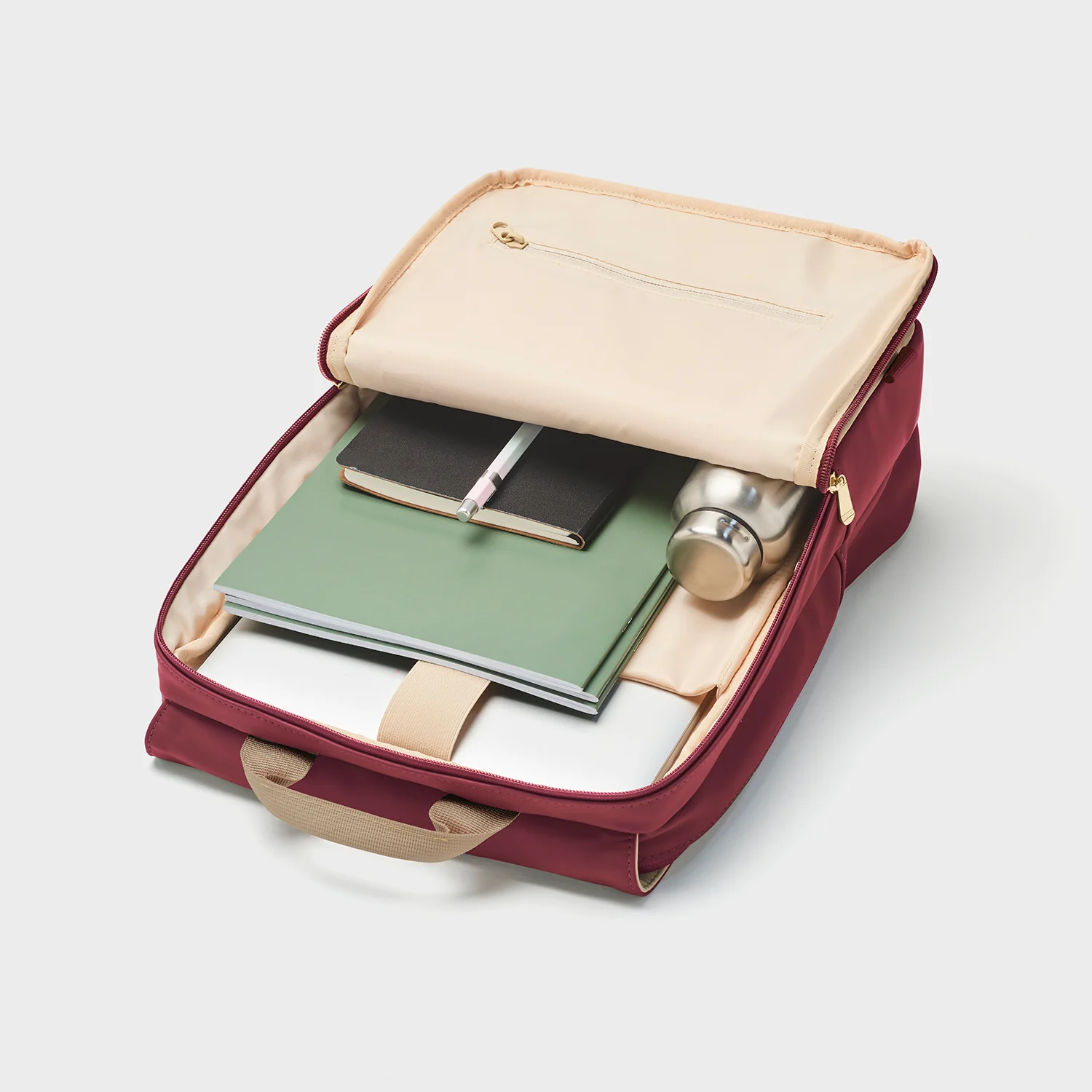 Le Réversible Backpack, Bordeaux Beige, Gold Colour - Image 7