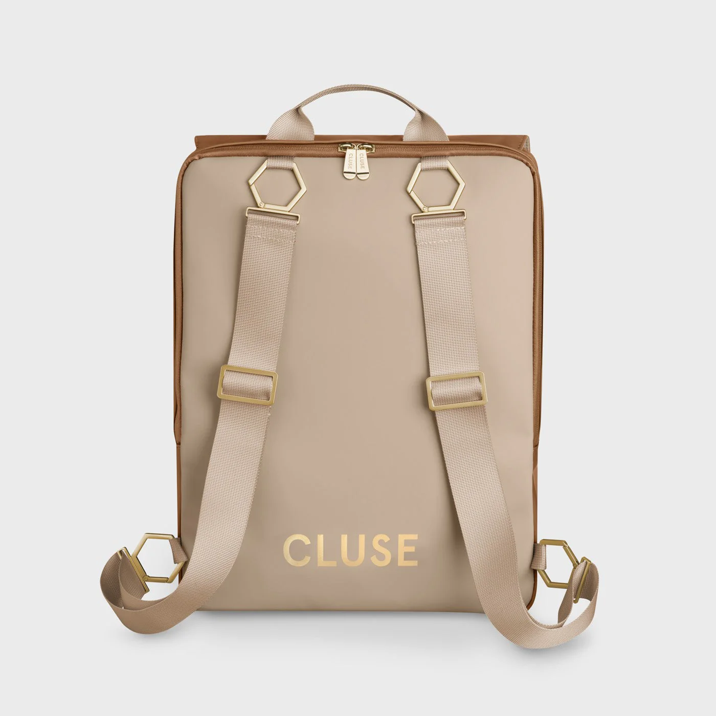 Le Réversible Backpack, Camel Beige, Gold Colour - Image 3