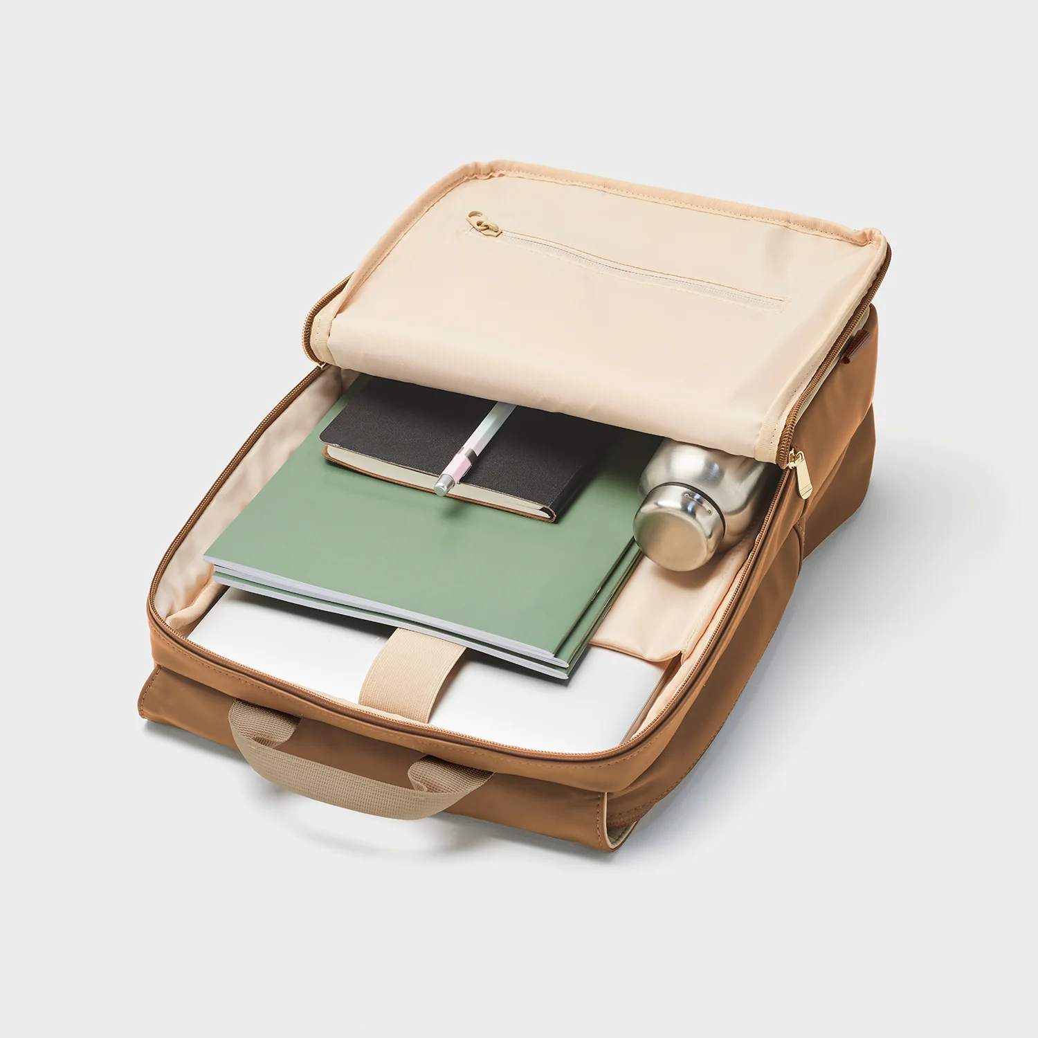Le Réversible Backpack, Camel Beige, Gold Colour - Image 7