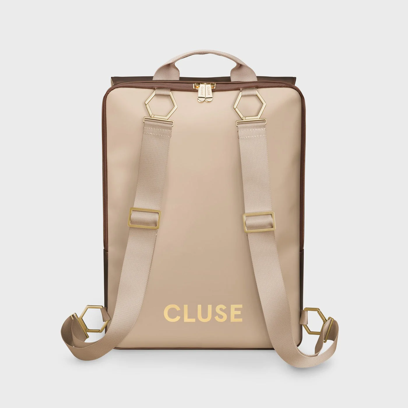 Le Réversible Backpack, Metallic Brown Beige, Gold Colour - Image 3