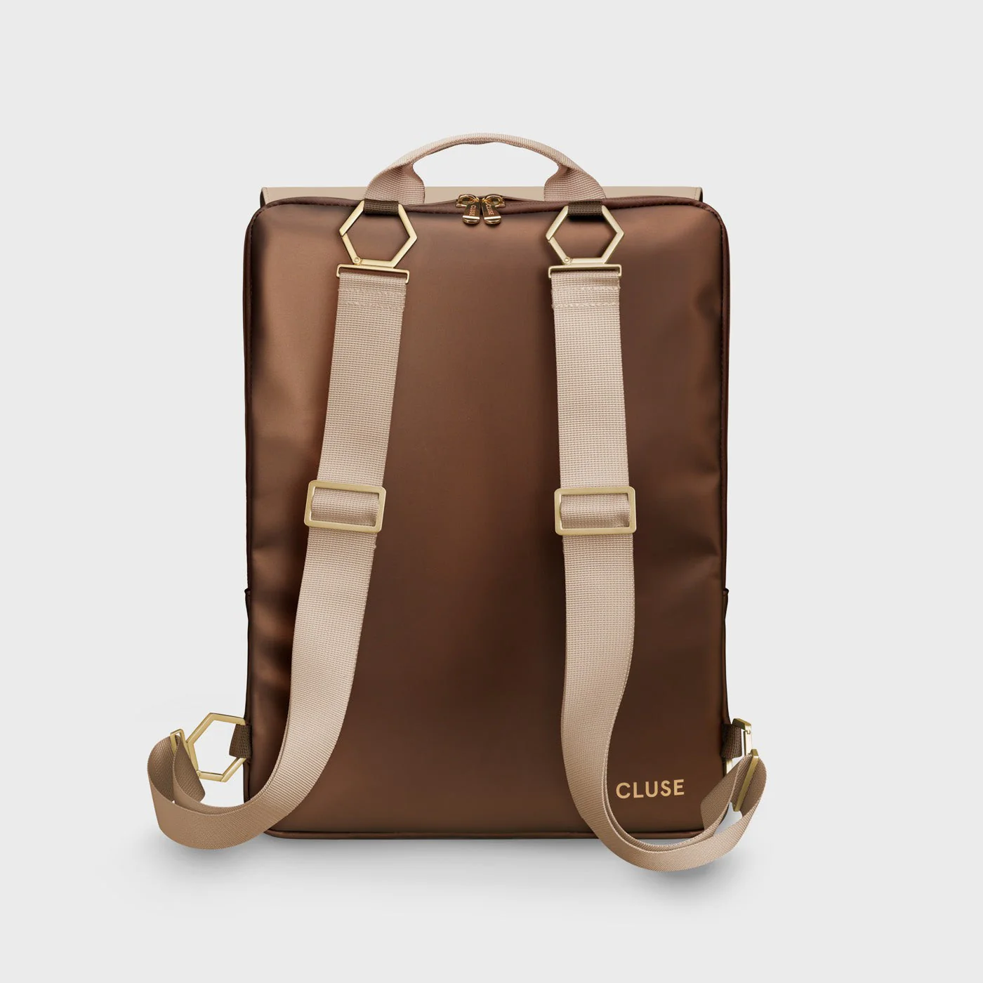 Le Réversible Backpack, Metallic Brown Beige, Gold Colour - Image 4