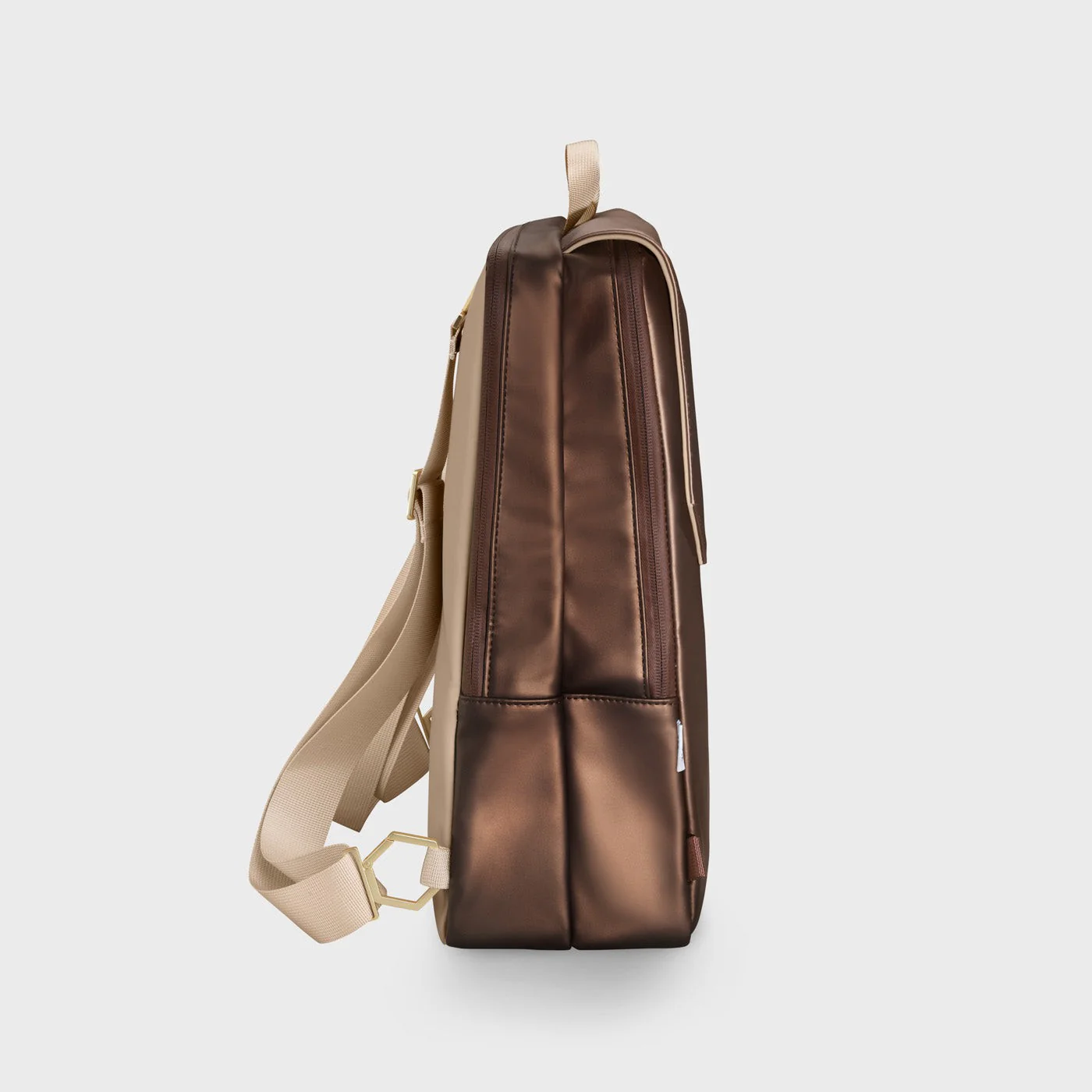 Le Réversible Backpack, Metallic Brown Beige, Gold Colour - Image 5