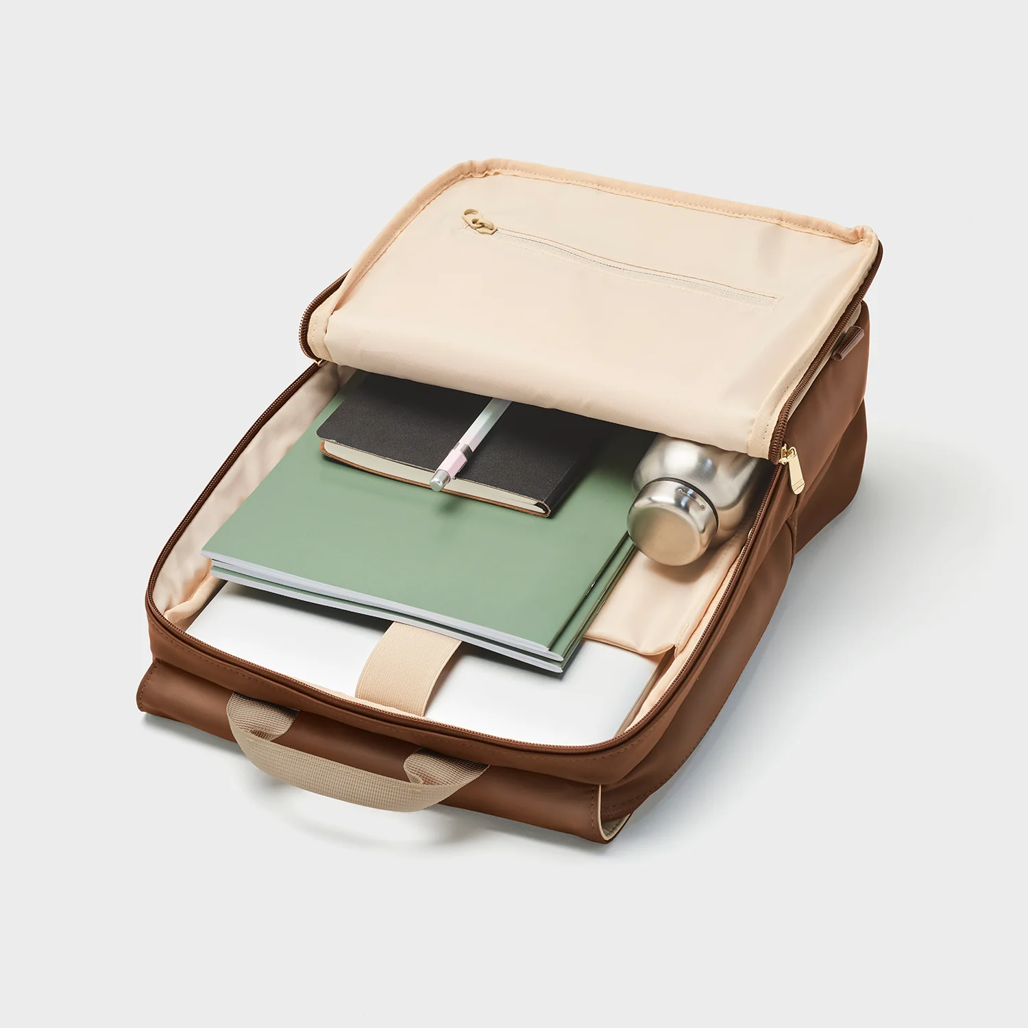 Le Réversible Backpack, Metallic Brown Beige, Gold Colour - Image 7