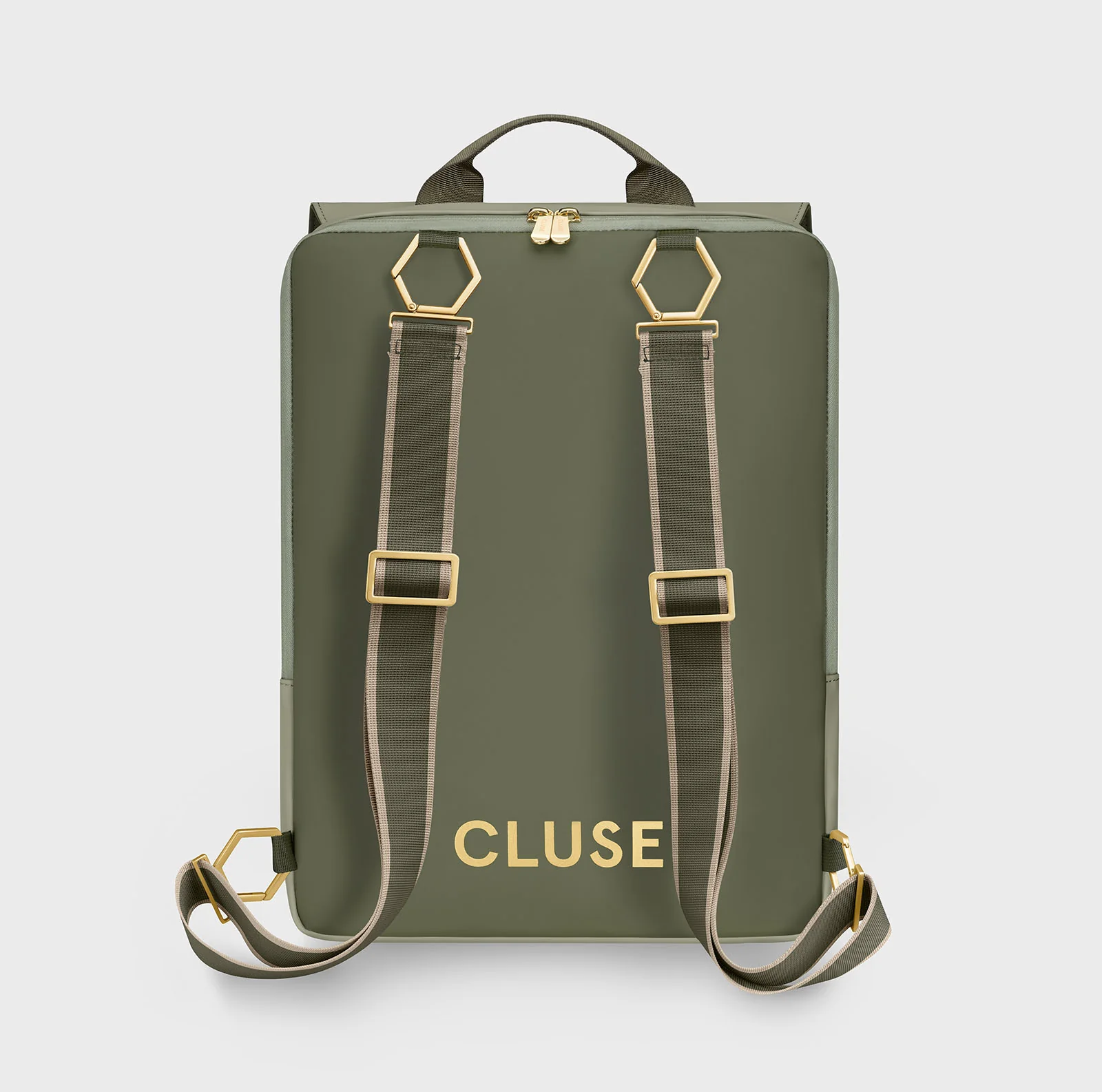 Le Réversible Straps, Striped Green Beige, Gold Colour - Image 2