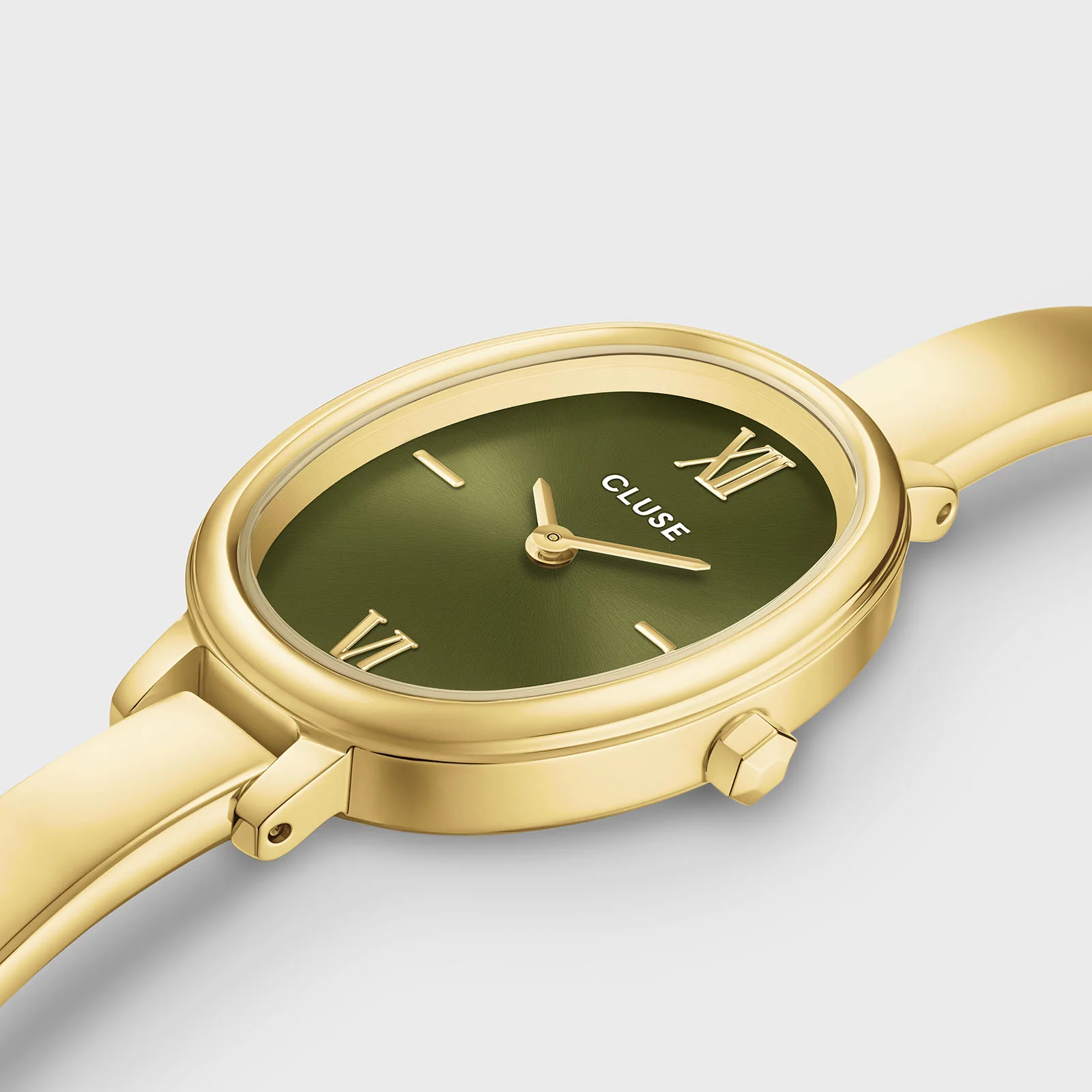 L'Ovale Watch Steel, Olive, Gold Colour - Image 3